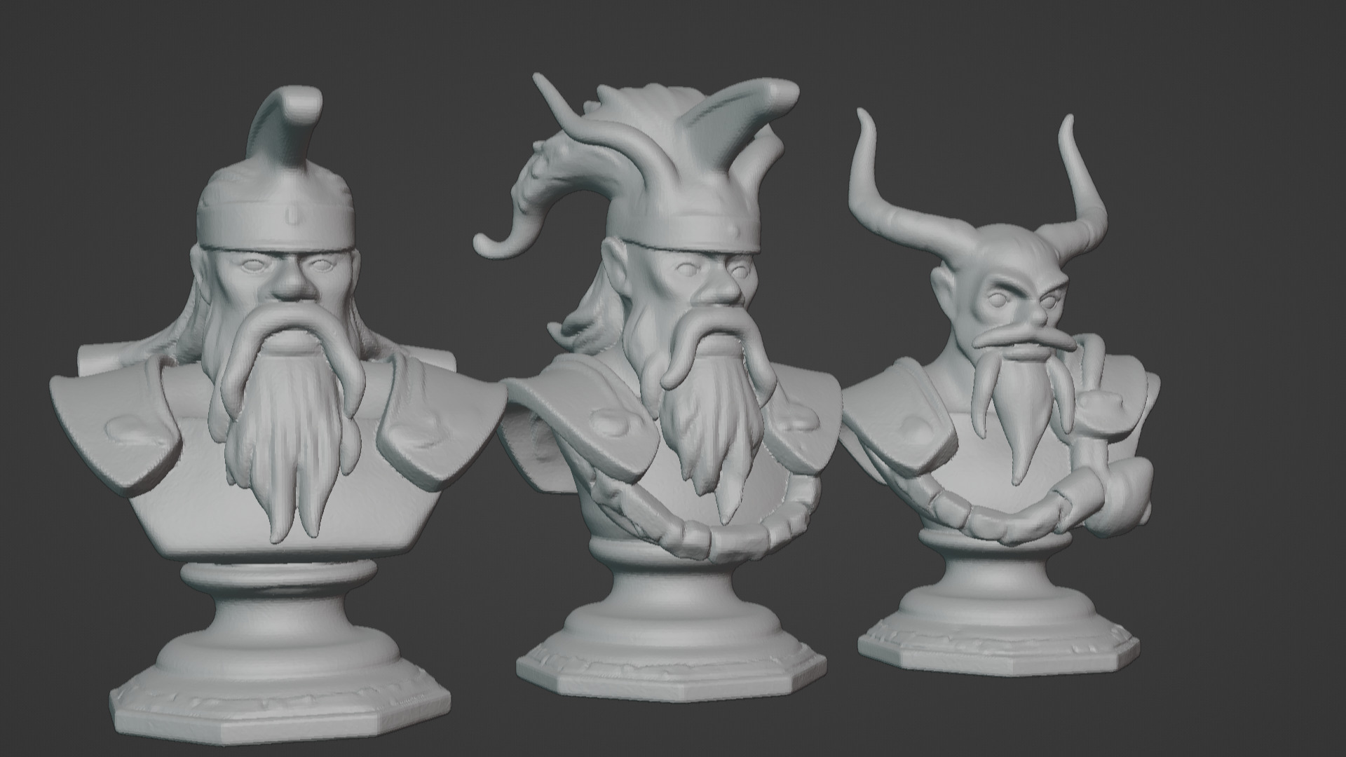 3-in-1 Stylized Mythical Warrior Bust Set Norse Samurai Spartan 3D print model_4