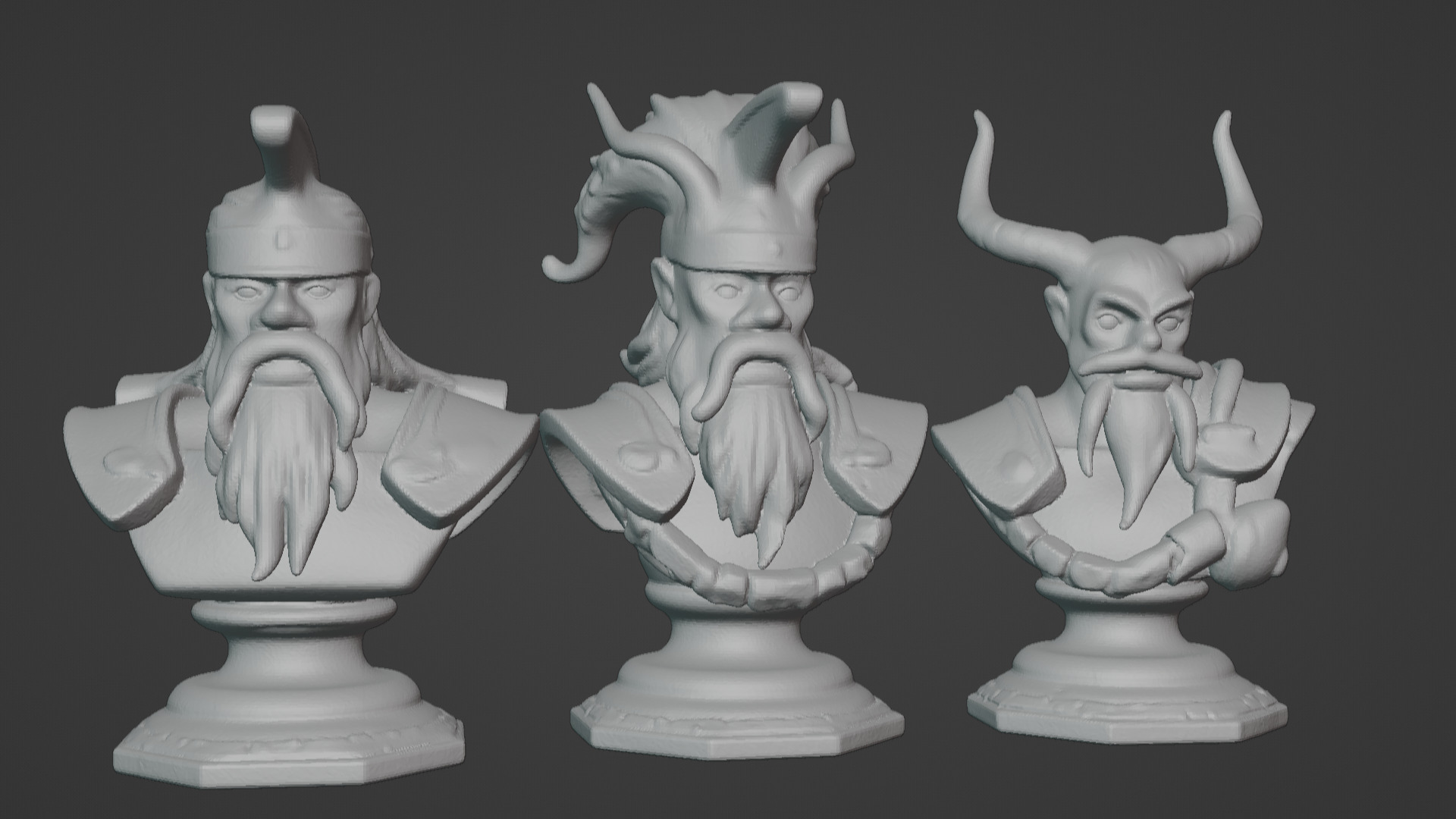 3-in-1 Stylized Mythical Warrior Bust Set Norse Samurai Spartan 3D print model_2