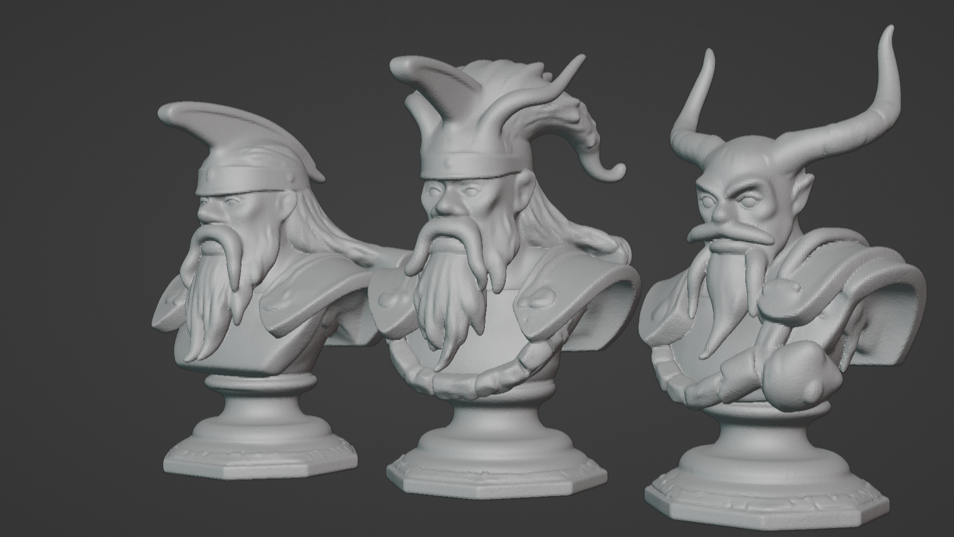 3-in-1 Stylized Mythical Warrior Bust Set Norse Samurai Spartan 3D print model_16