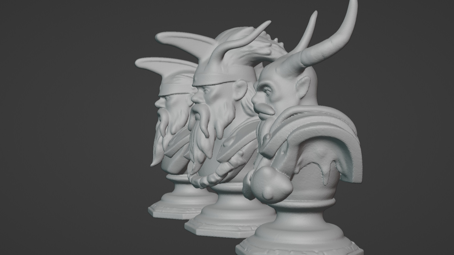 3-in-1 Stylized Mythical Warrior Bust Set Norse Samurai Spartan 3D print model_10