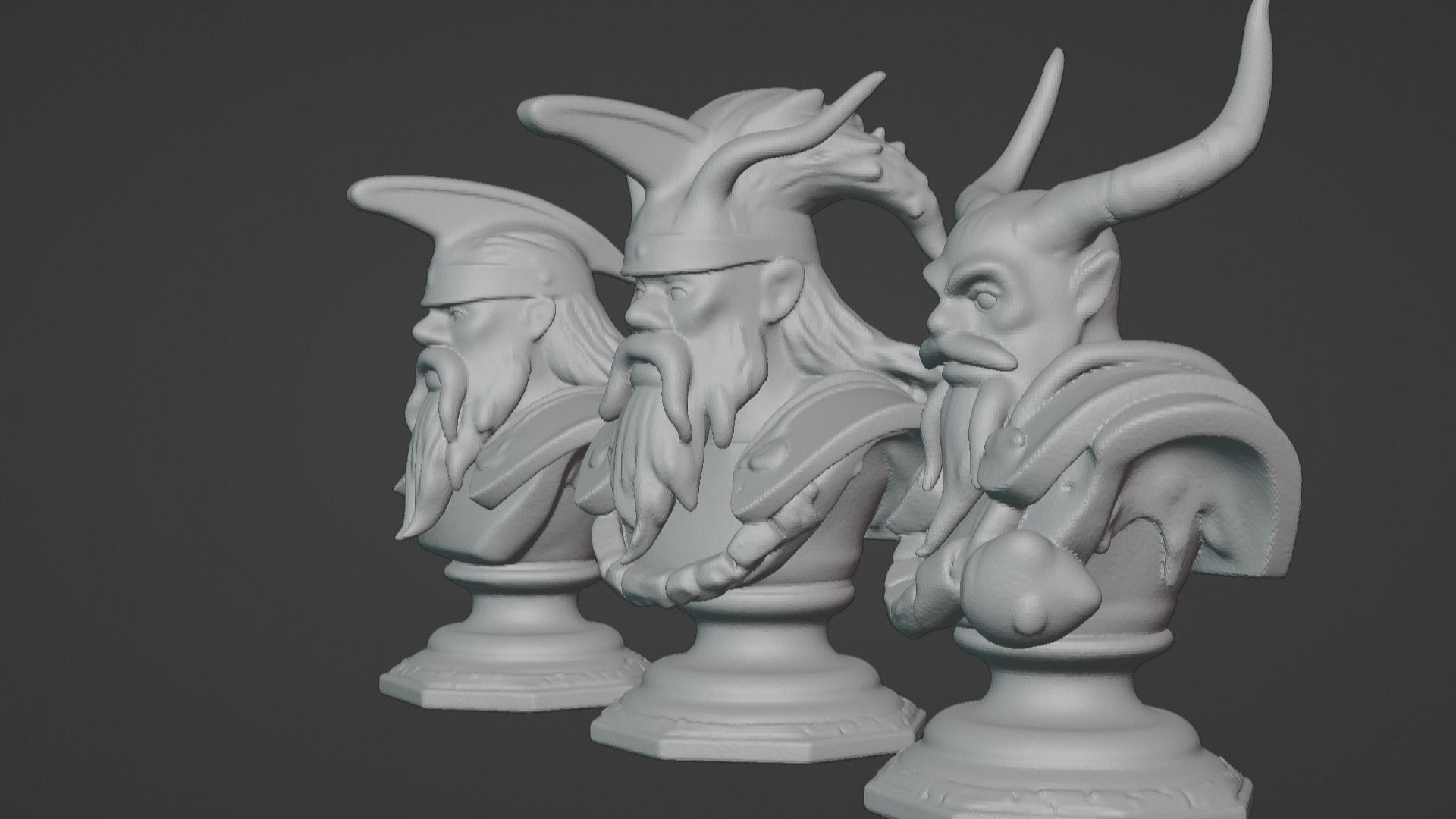 3-in-1 Stylized Mythical Warrior Bust Set Norse Samurai Spartan 3D print model_15