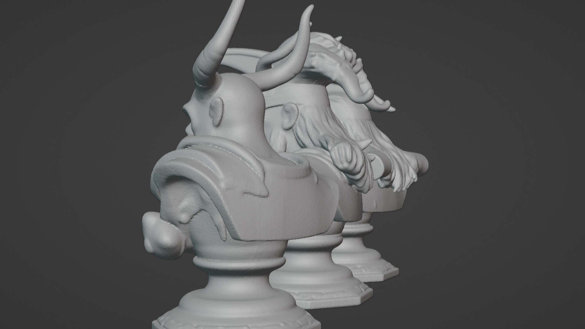 3-in-1 Stylized Mythical Warrior Bust Set Norse Samurai Spartan 3D print model_11