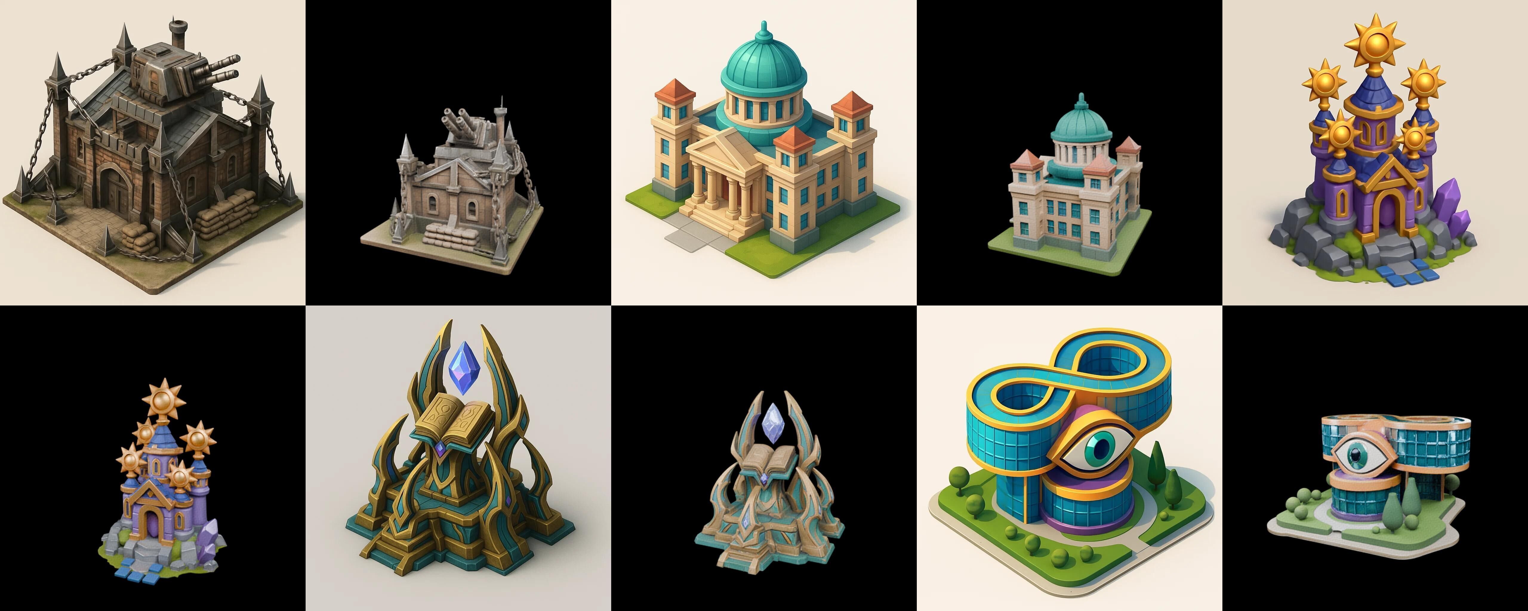 Building Of Empire bundle 17 pack 100 glb Low-poly 3D model_13