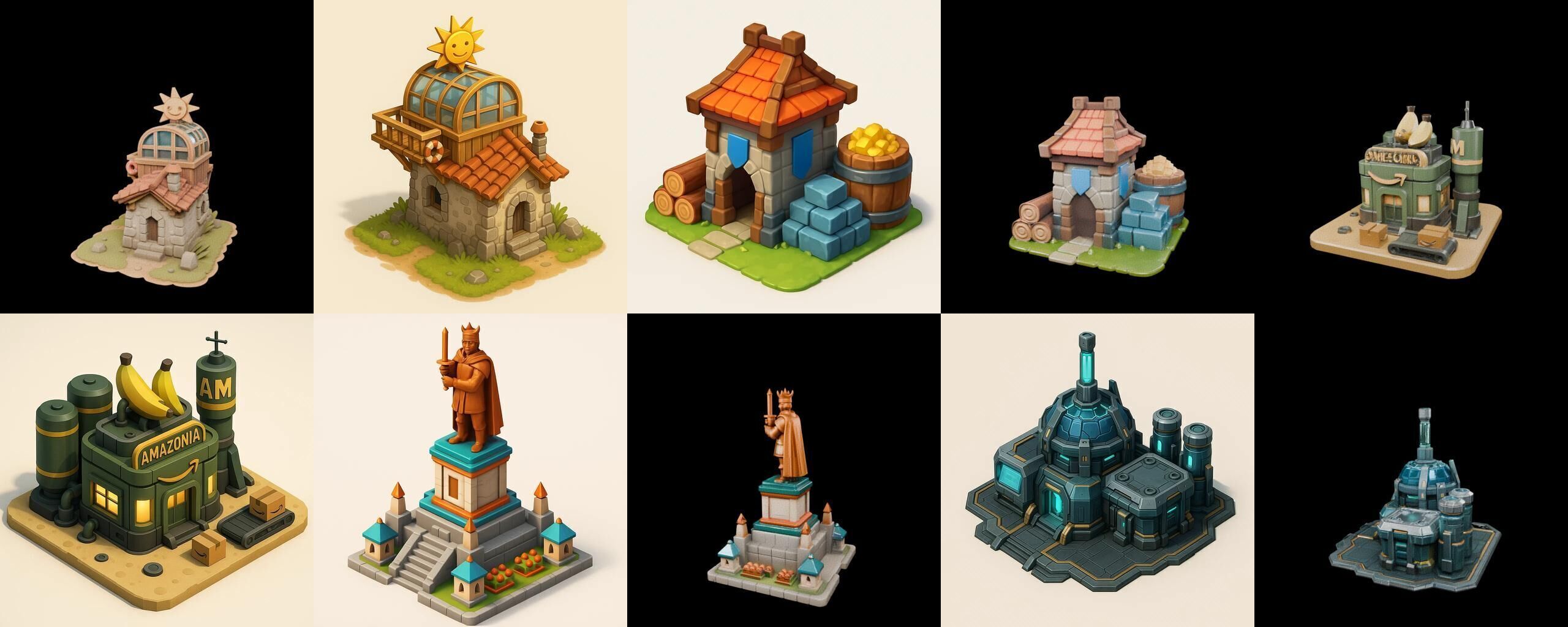 Building Of Empire bundle 17 pack 100 glb Low-poly 3D model_11