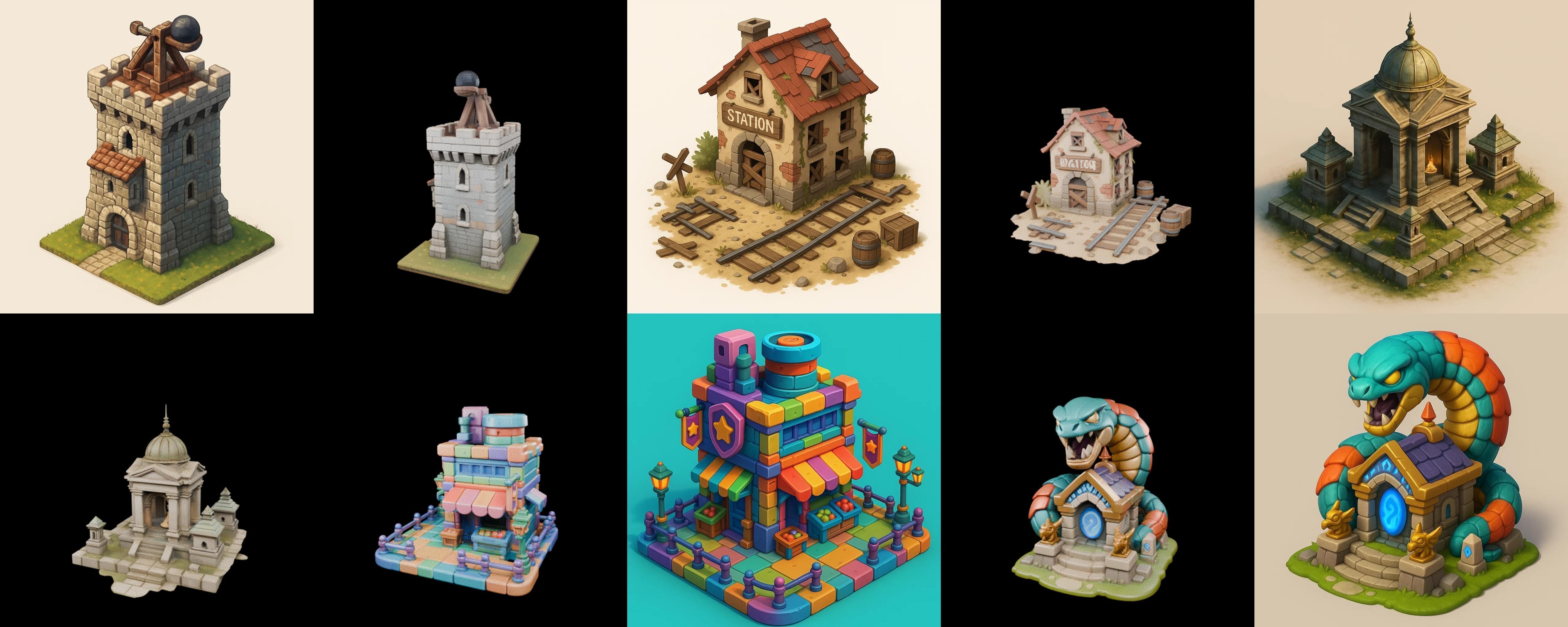 Building Of Empire bundle 17 pack 100 glb Low-poly 3D model_4