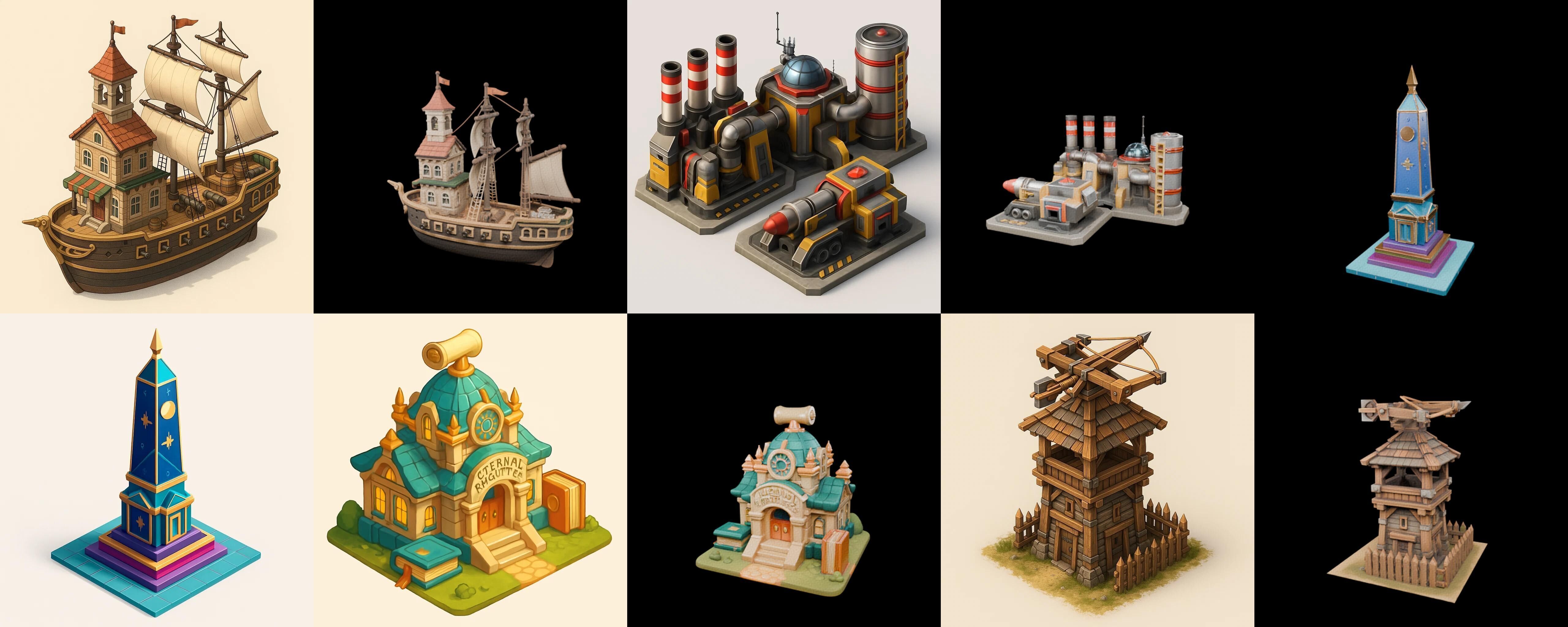 Building Of Empire bundle 17 pack 100 glb Low-poly 3D model_3