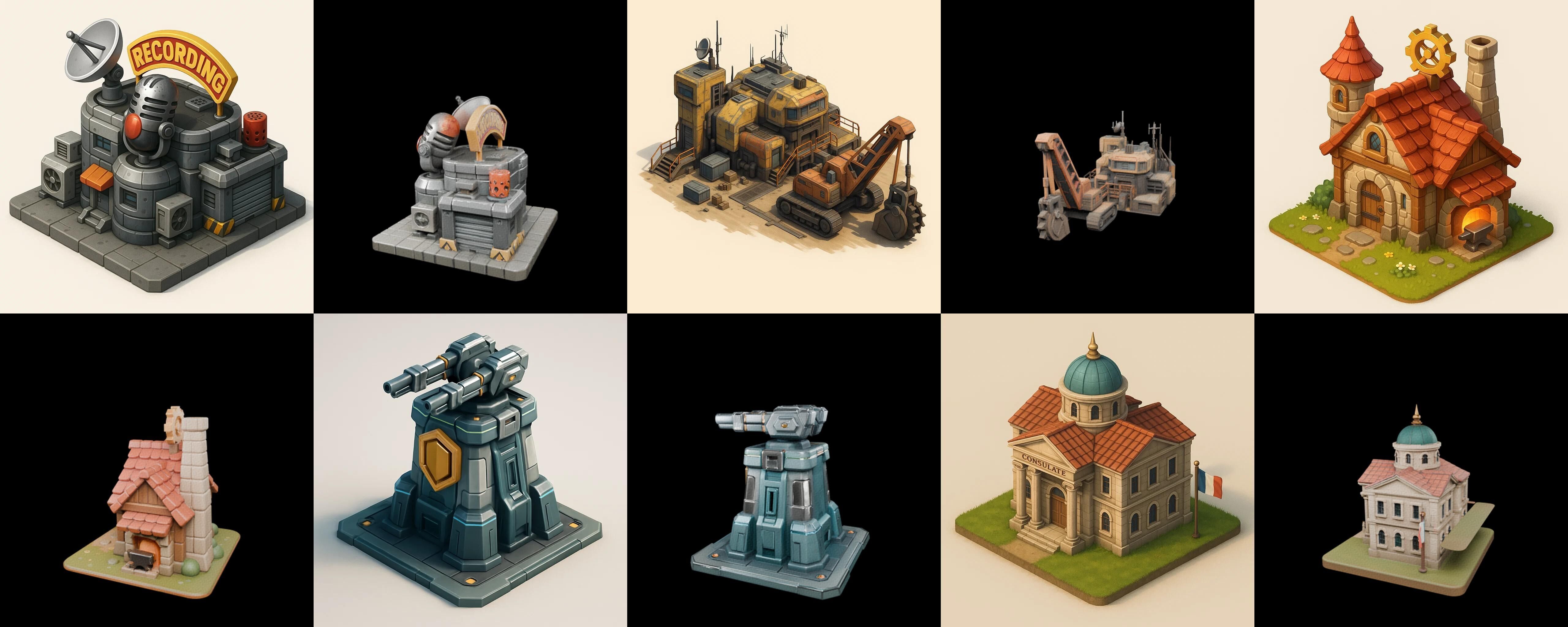 Building Of Empire bundle 17 pack 100 glb Low-poly 3D model_10