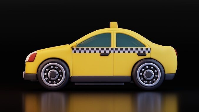 Low Poly Taxi with Taxi Sign Low-poly 3D model 4