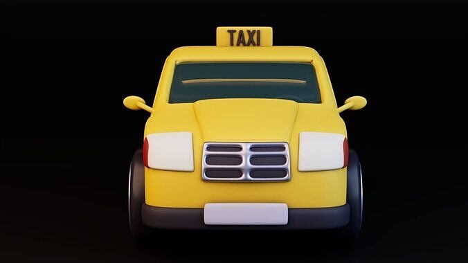 Low Poly Taxi with Taxi Sign Low-poly 3D model 3
