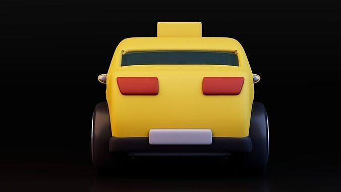 Low Poly Taxi with Taxi Sign Low-poly 3D model 5