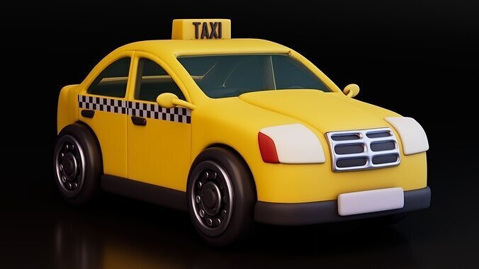 Low Poly Taxi with Taxi Sign Low-poly 3D model 6