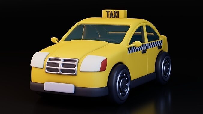 Low Poly Taxi with Taxi Sign Low-poly 3D model 7