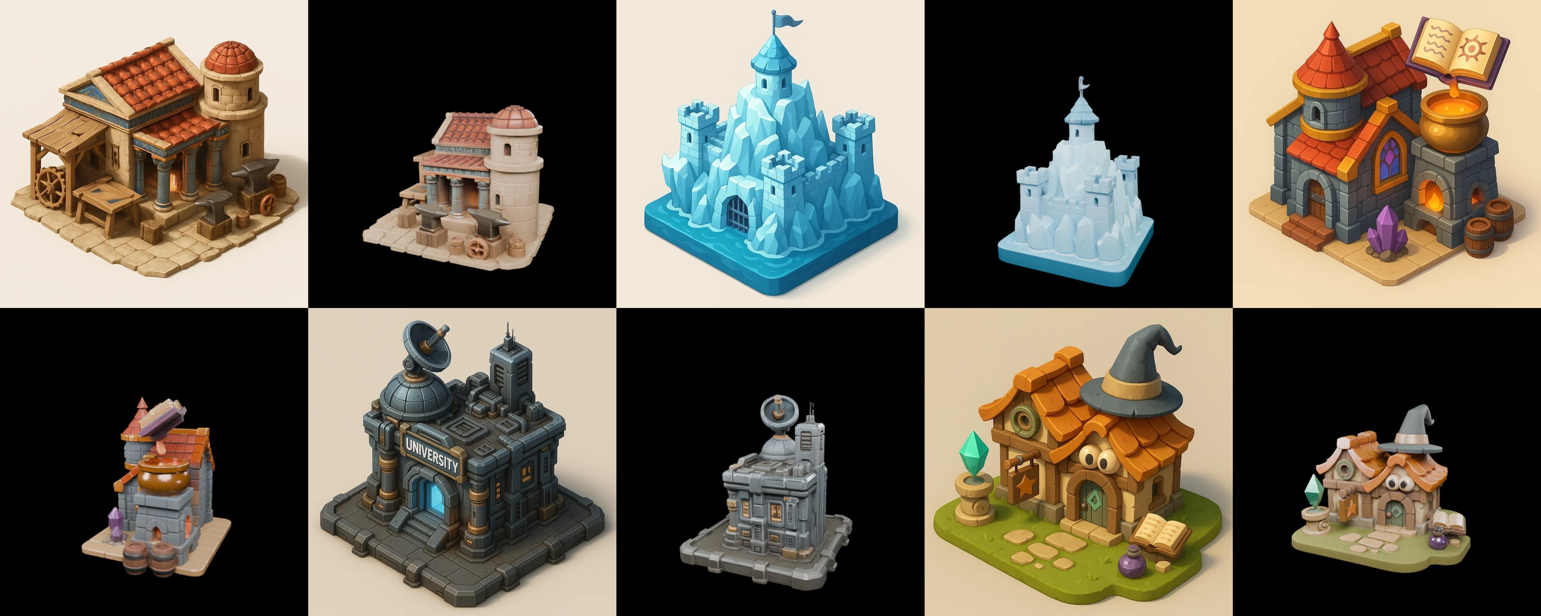 Building Of Empire bundle 16 pack 100 glb Low-poly 3D model_16