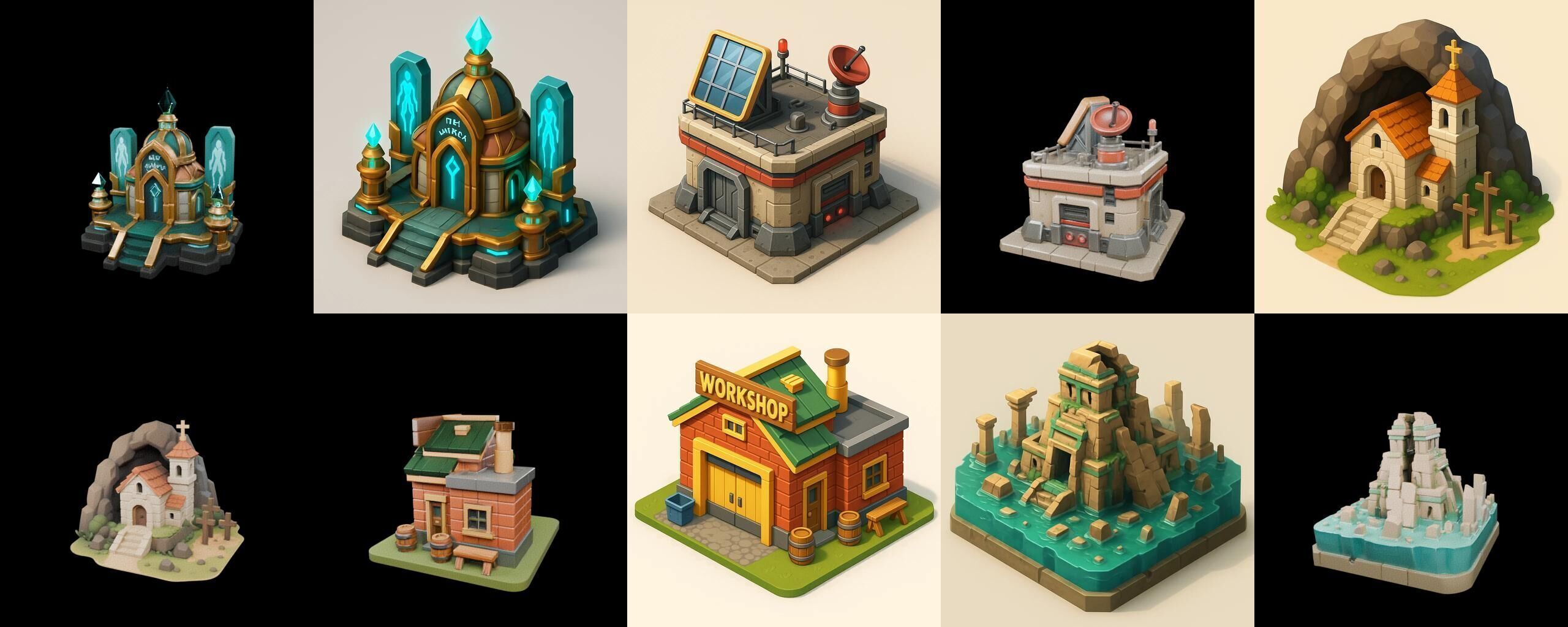 Building Of Empire bundle 16 pack 100 glb Low-poly 3D model_13
