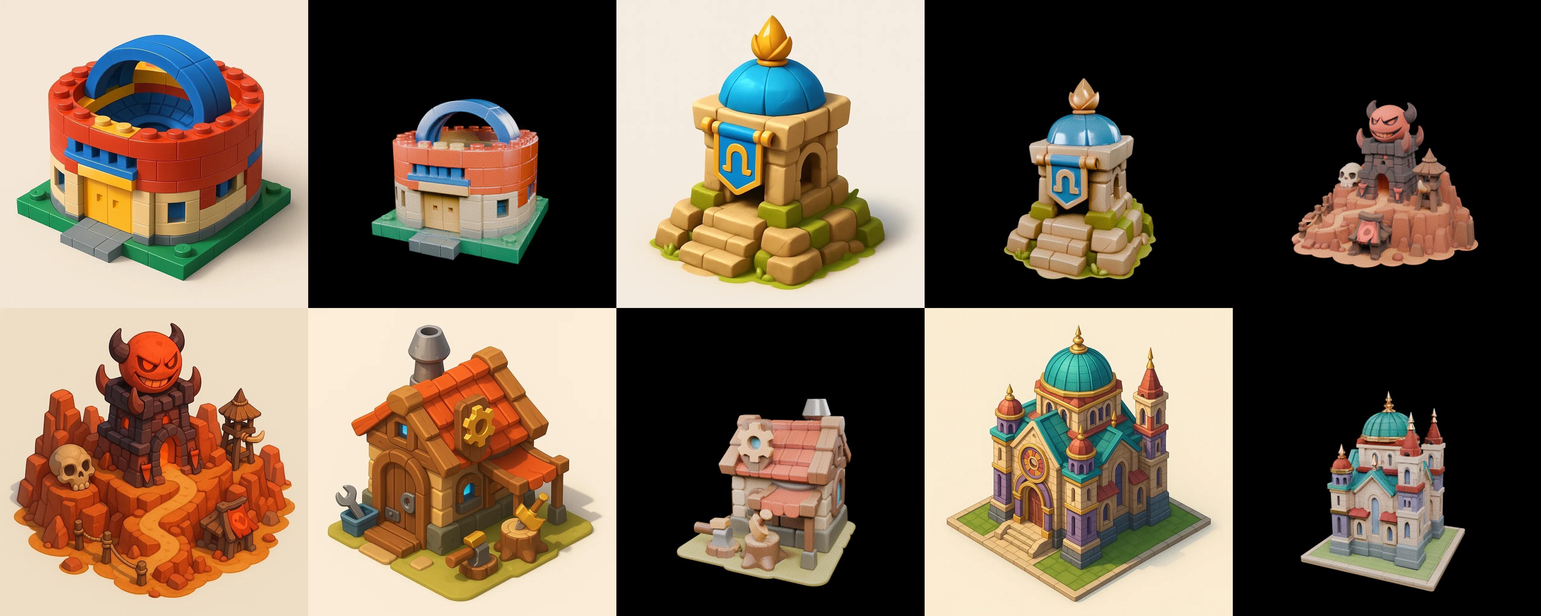 Building Of Empire bundle 16 pack 100 glb Low-poly 3D model_10