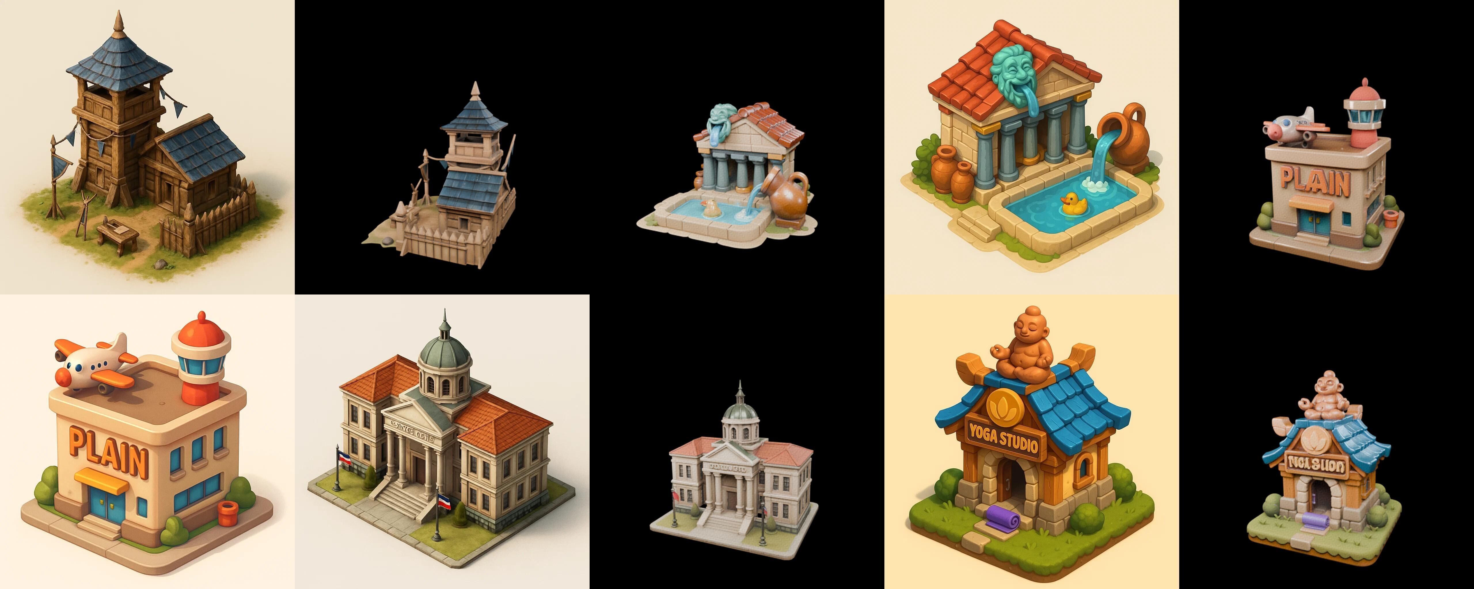 Building Of Empire bundle 16 pack 100 glb Low-poly 3D model_15