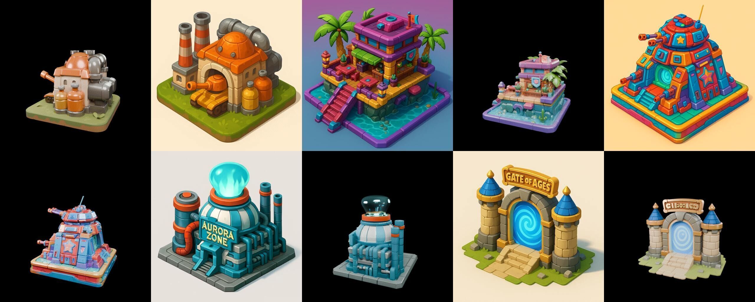 Building Of Empire bundle 16 pack 100 glb Low-poly 3D model_17