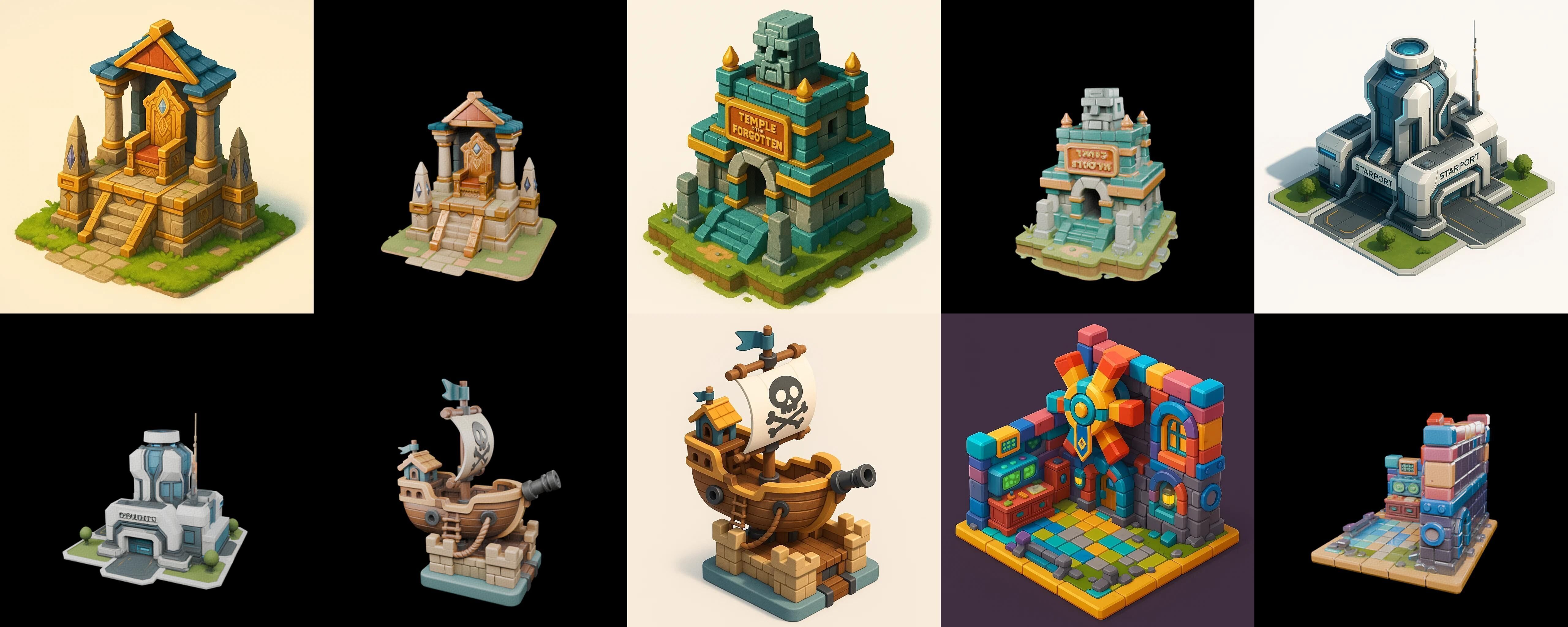Building Of Empire bundle 16 pack 100 glb Low-poly 3D model_3