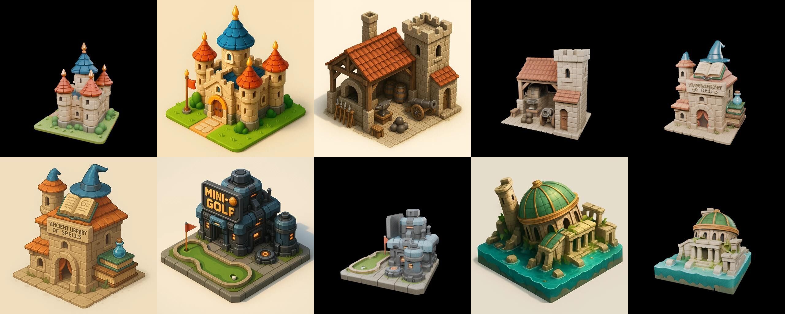 Building Of Empire bundle 16 pack 100 glb Low-poly 3D model_5