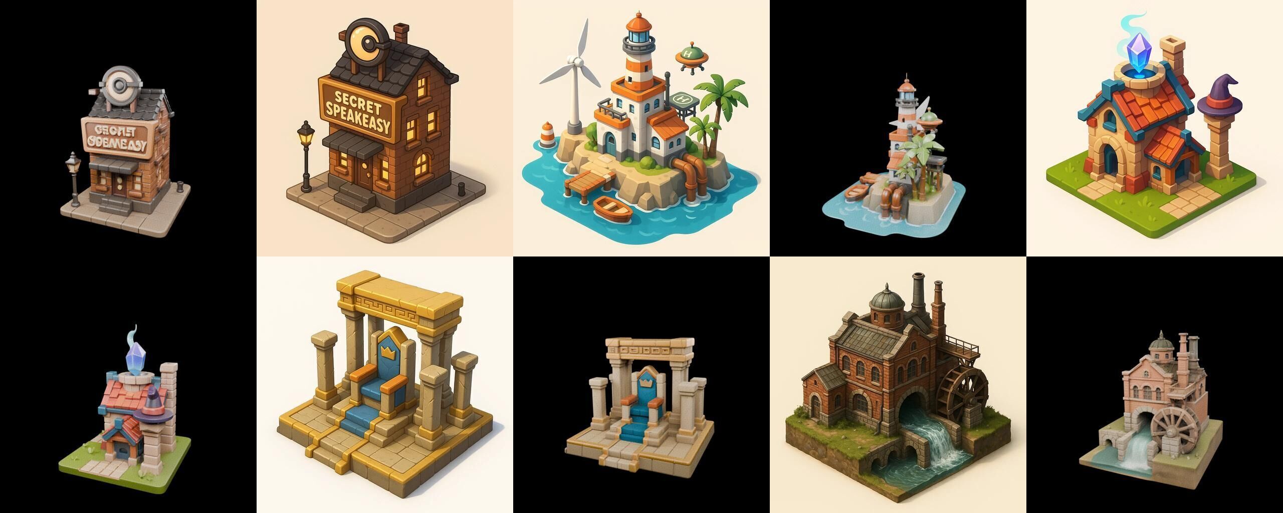 Building Of Empire bundle 16 pack 100 glb Low-poly 3D model_18