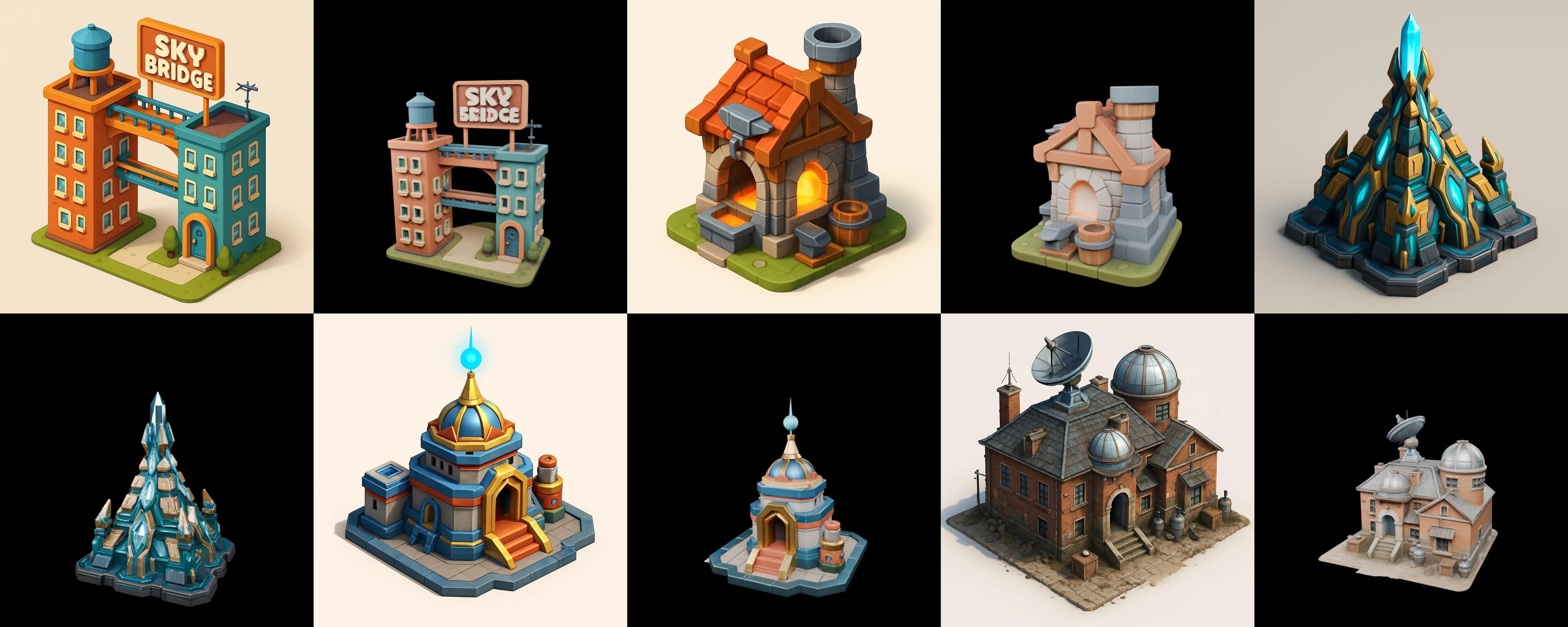 Building Of Empire bundle 16 pack 100 glb Low-poly 3D model_7