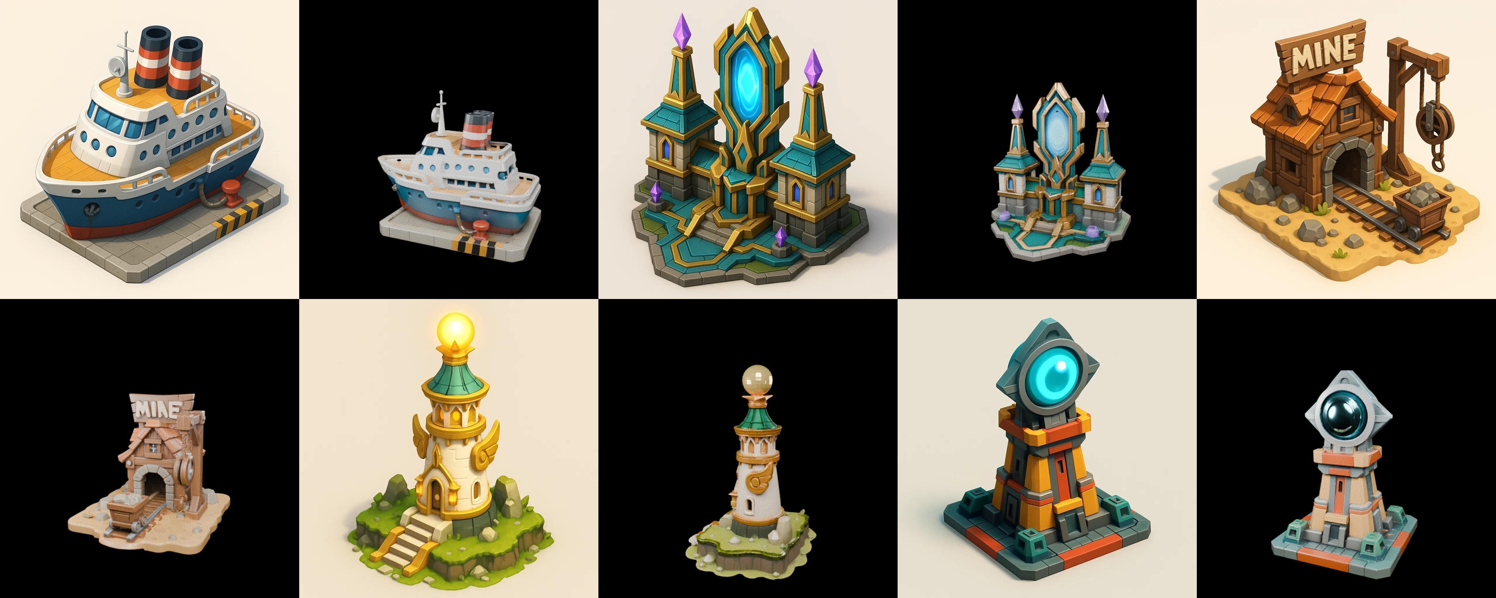 Building Of Empire bundle 16 pack 100 glb Low-poly 3D model_6