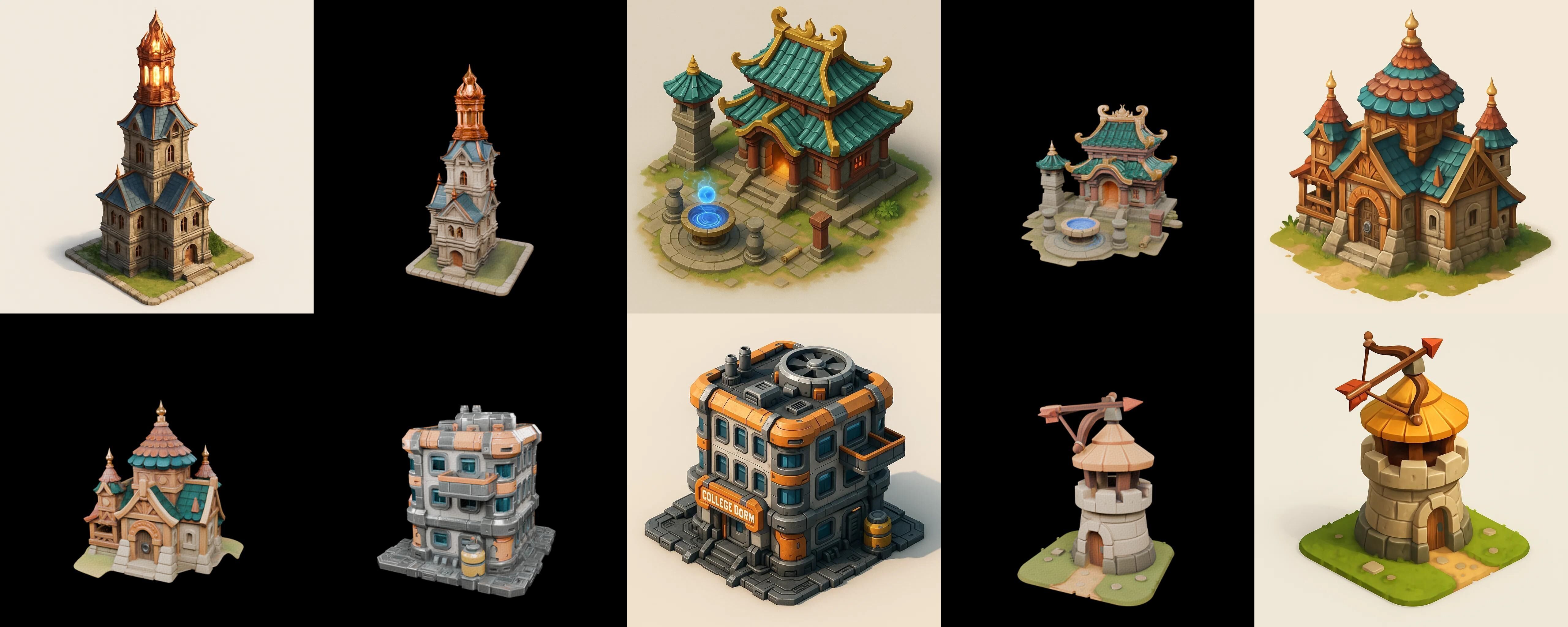 Building Of Empire bundle 16 pack 100 glb Low-poly 3D model_1