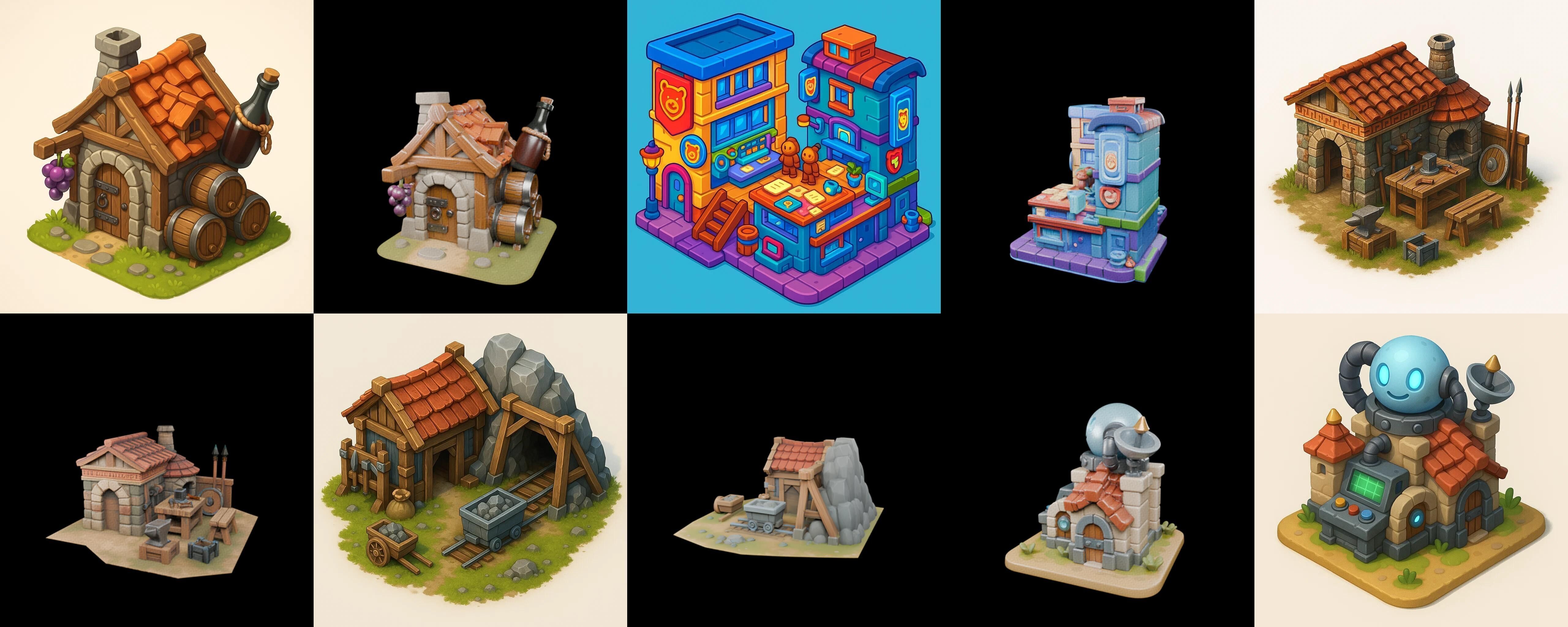 Building Of Empire bundle 16 pack 100 glb Low-poly 3D model_2