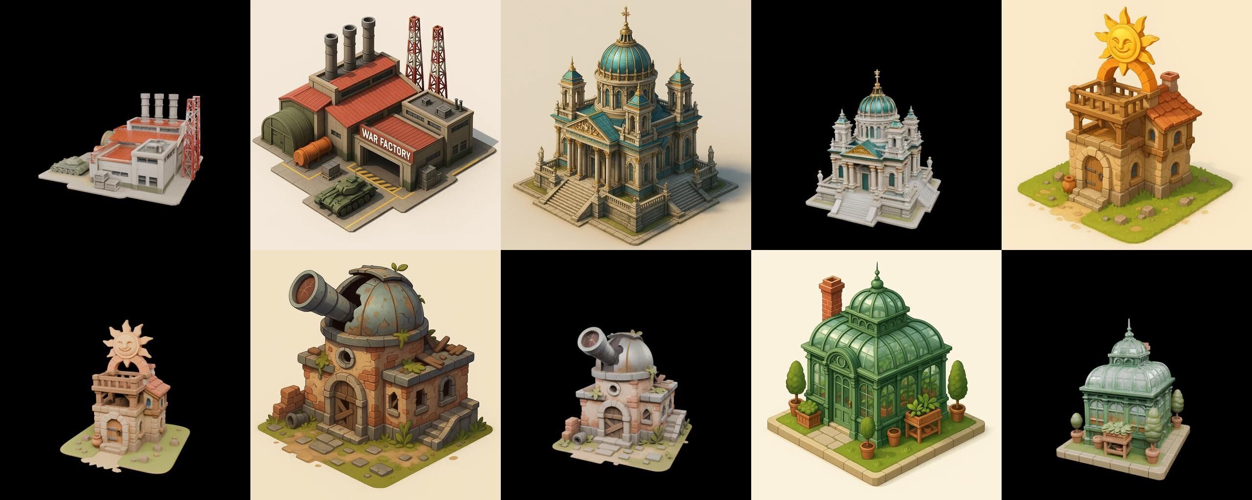 Building Of Empire bundle 16 pack 100 glb Low-poly 3D model_9