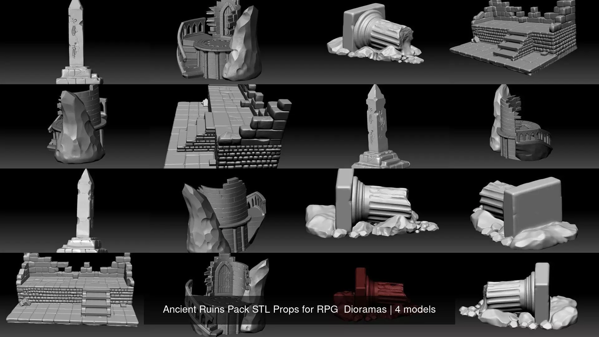 Ancient Ruins Pack STL Props for RPG  Dioramas 3D Model Collection_1