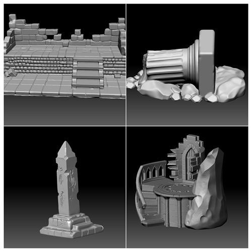 Ancient Ruins Pack STL Props for RPG  Dioramas 3D Model Collection