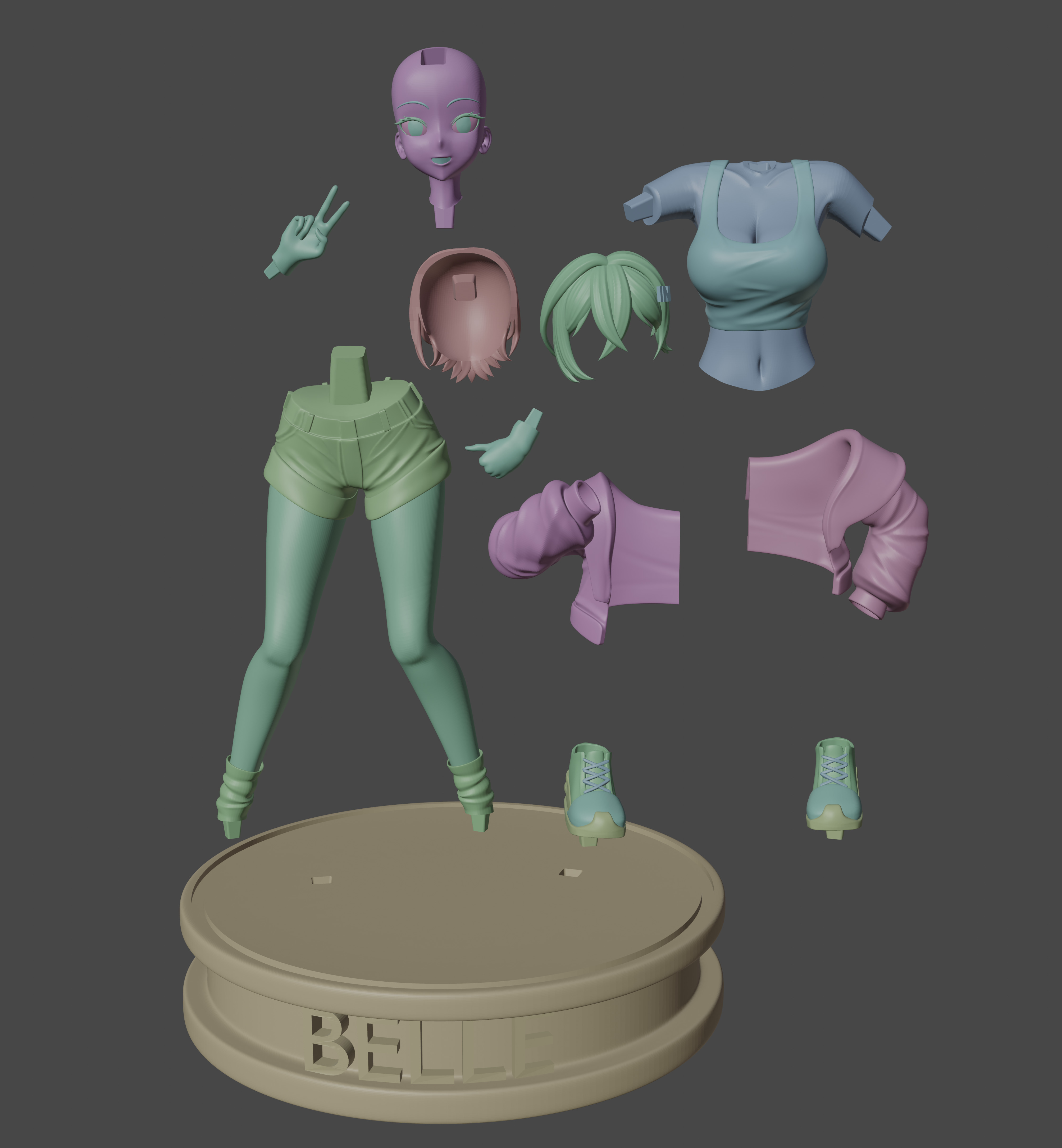 3D character figure Belle Zenless Zone Zero 3D print model_7