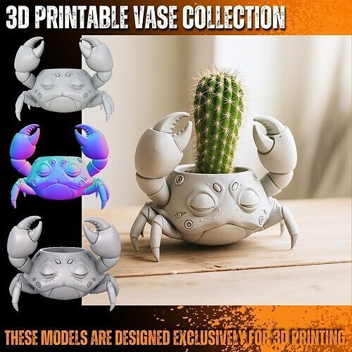 Steampunk Grumpy Crab Planter 3D Printable Organizer 3D print model