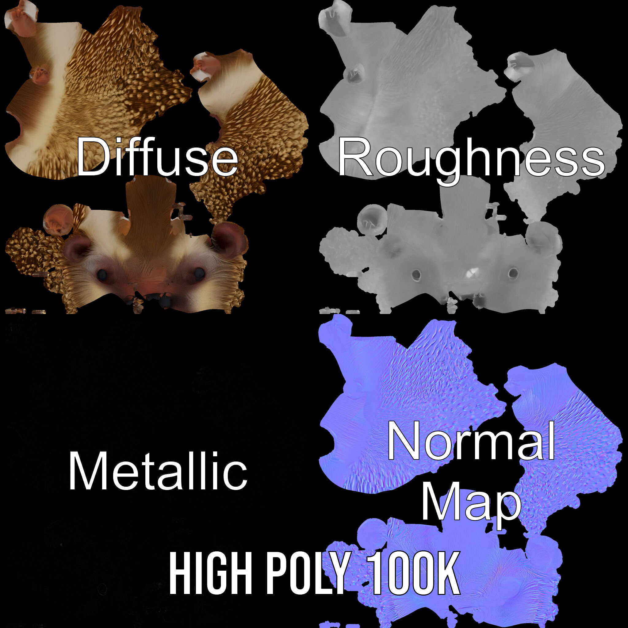 Hedgehog D Model Pack with Detailed Texturing Low-poly 3D model_3