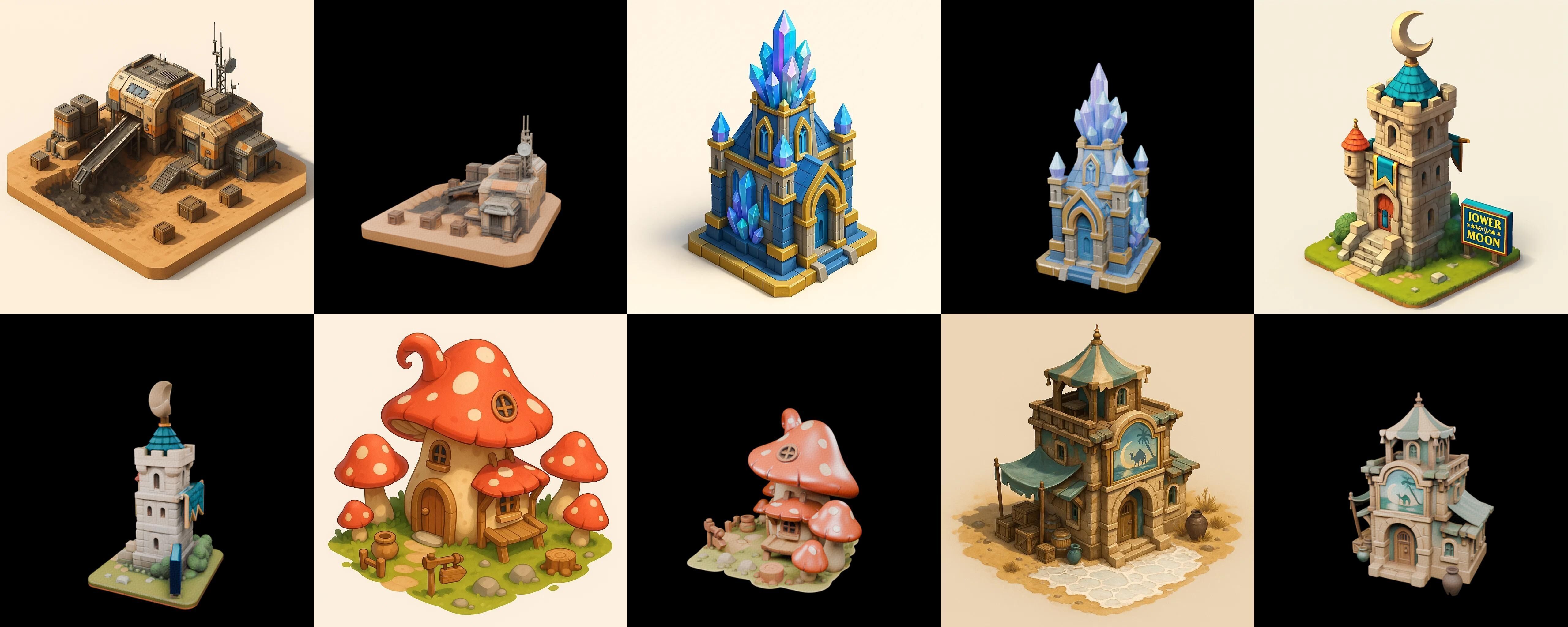 Building Of Empire bundle 12 pack 100 glb Low-poly 3D model_10