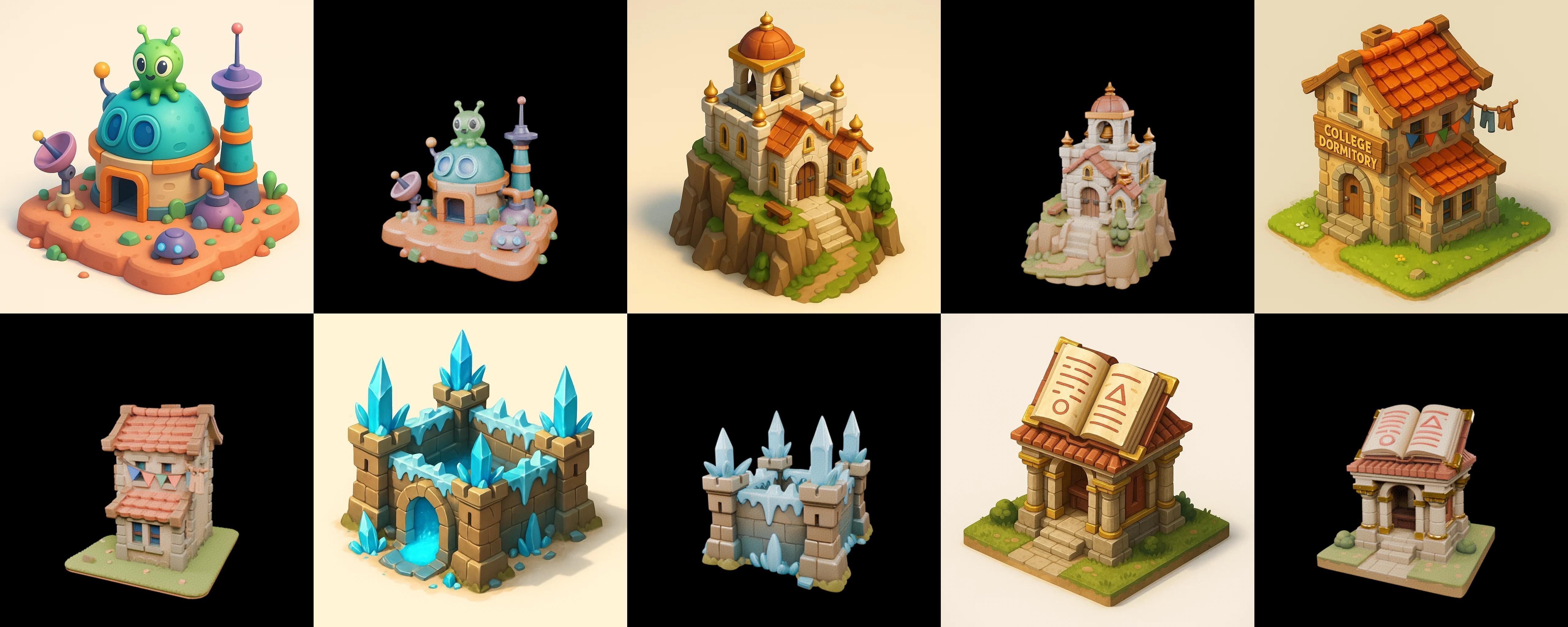 Building Of Empire bundle 12 pack 100 glb Low-poly 3D model_15