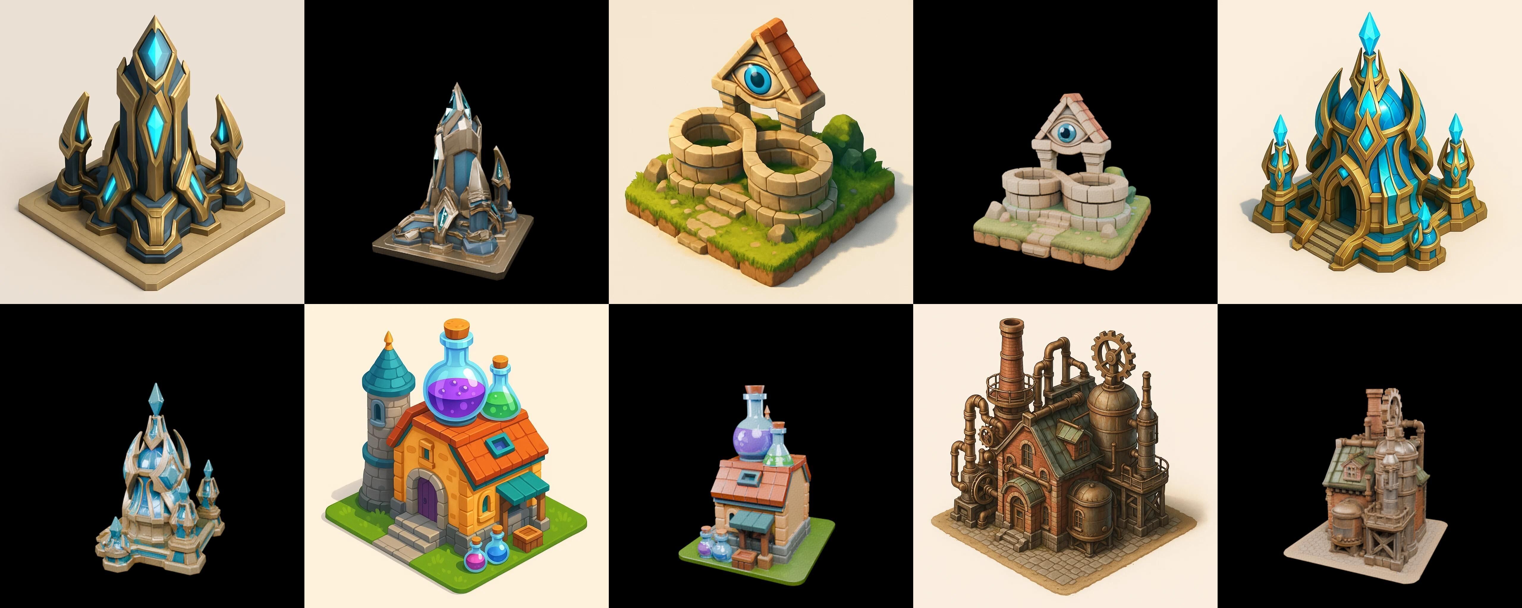 Building Of Empire bundle 12 pack 100 glb Low-poly 3D model_3