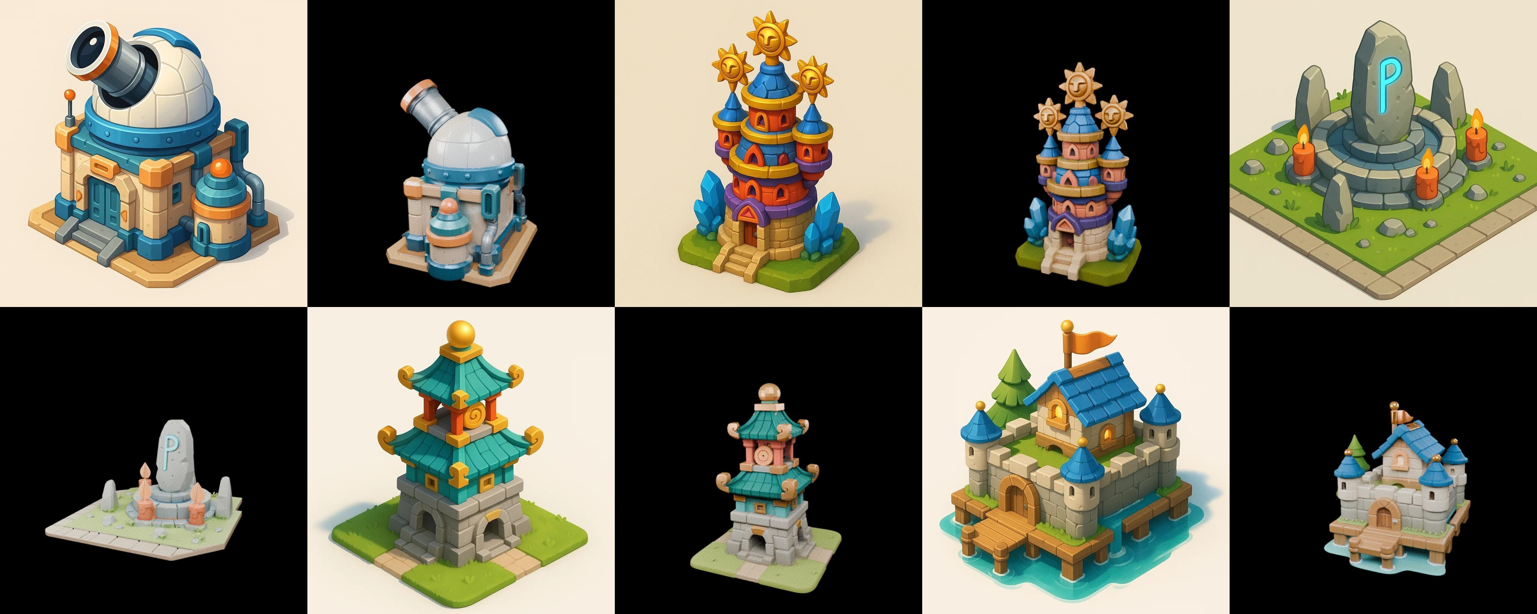 Building Of Empire bundle 12 pack 100 glb Low-poly 3D model_7