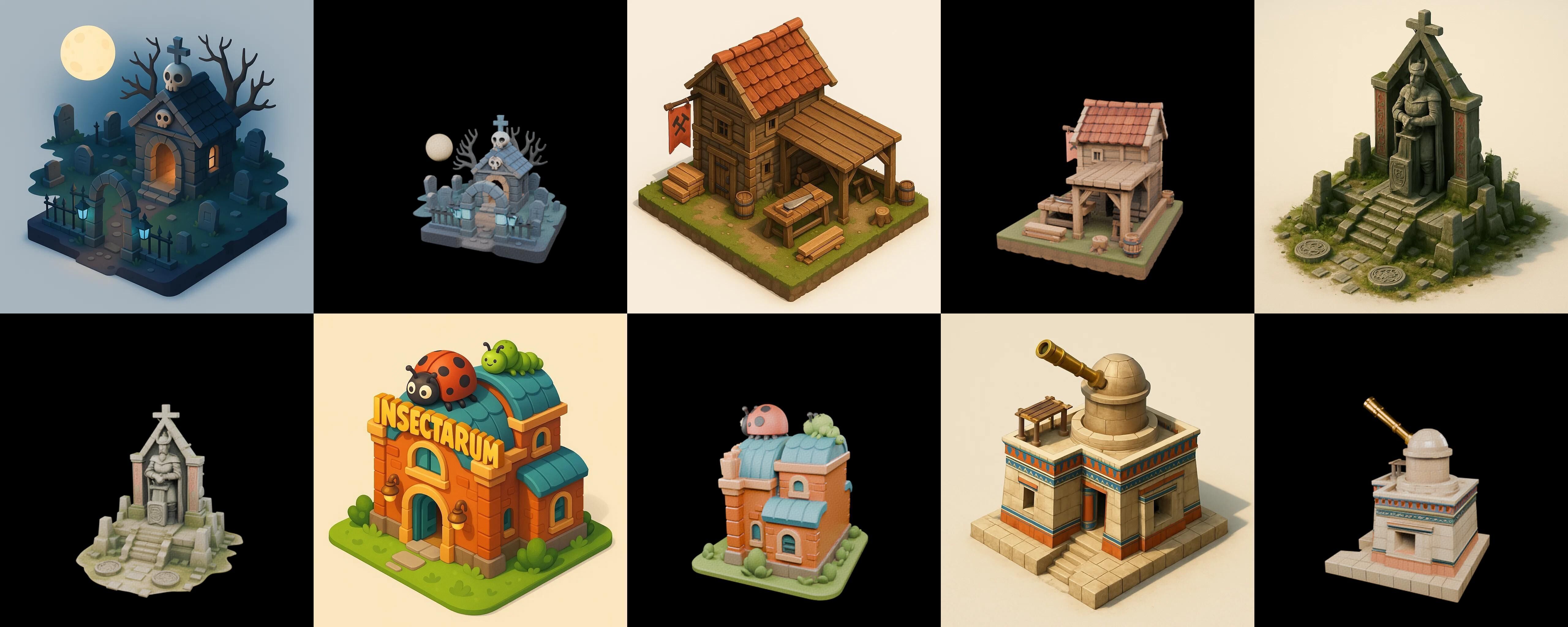 Building Of Empire bundle 12 pack 100 glb Low-poly 3D model_18