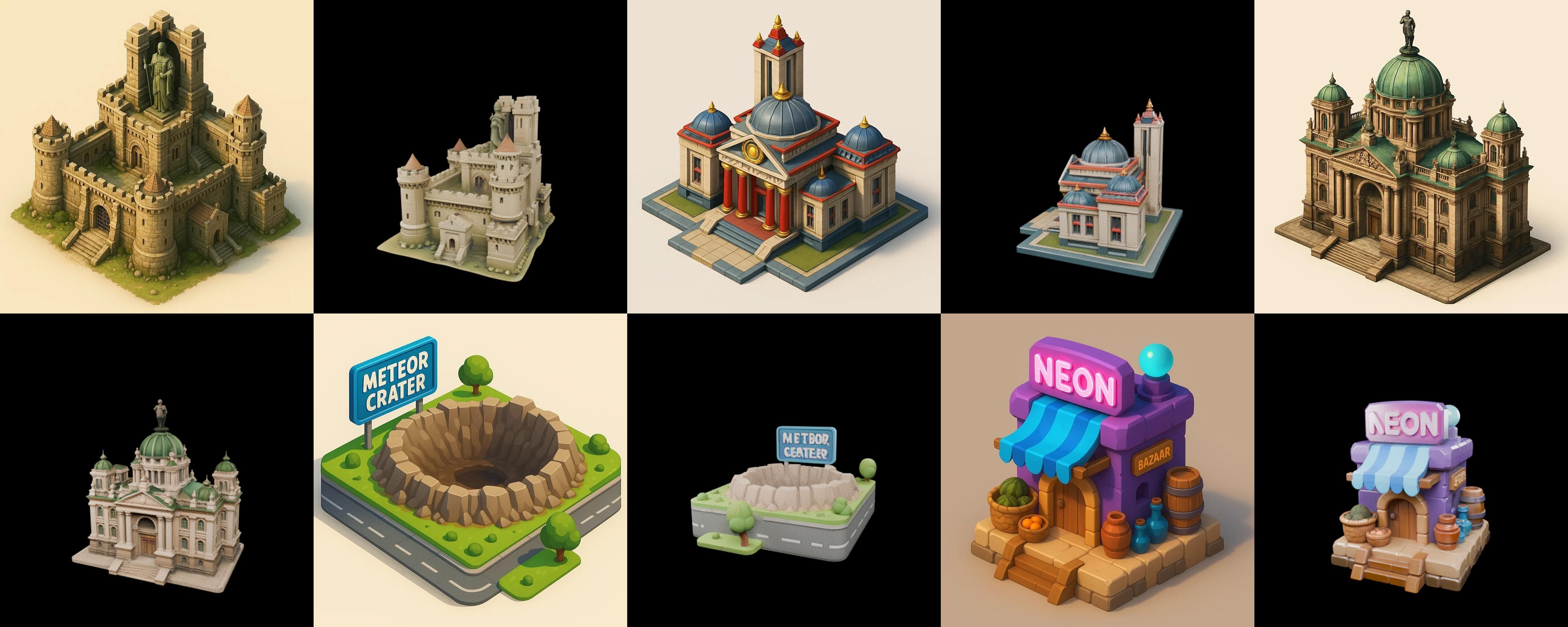 Building Of Empire bundle 12 pack 100 glb Low-poly 3D model_12