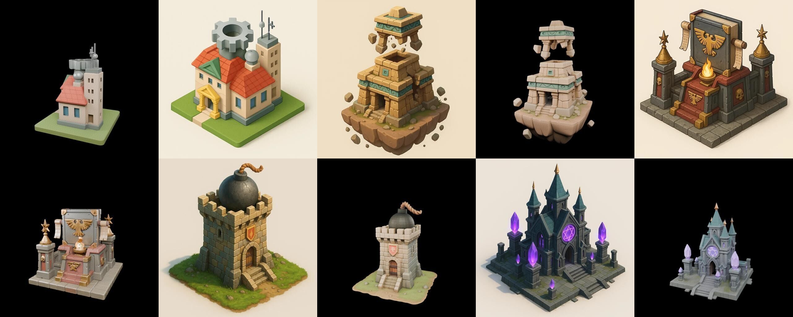 Building Of Empire bundle 12 pack 100 glb Low-poly 3D model_8