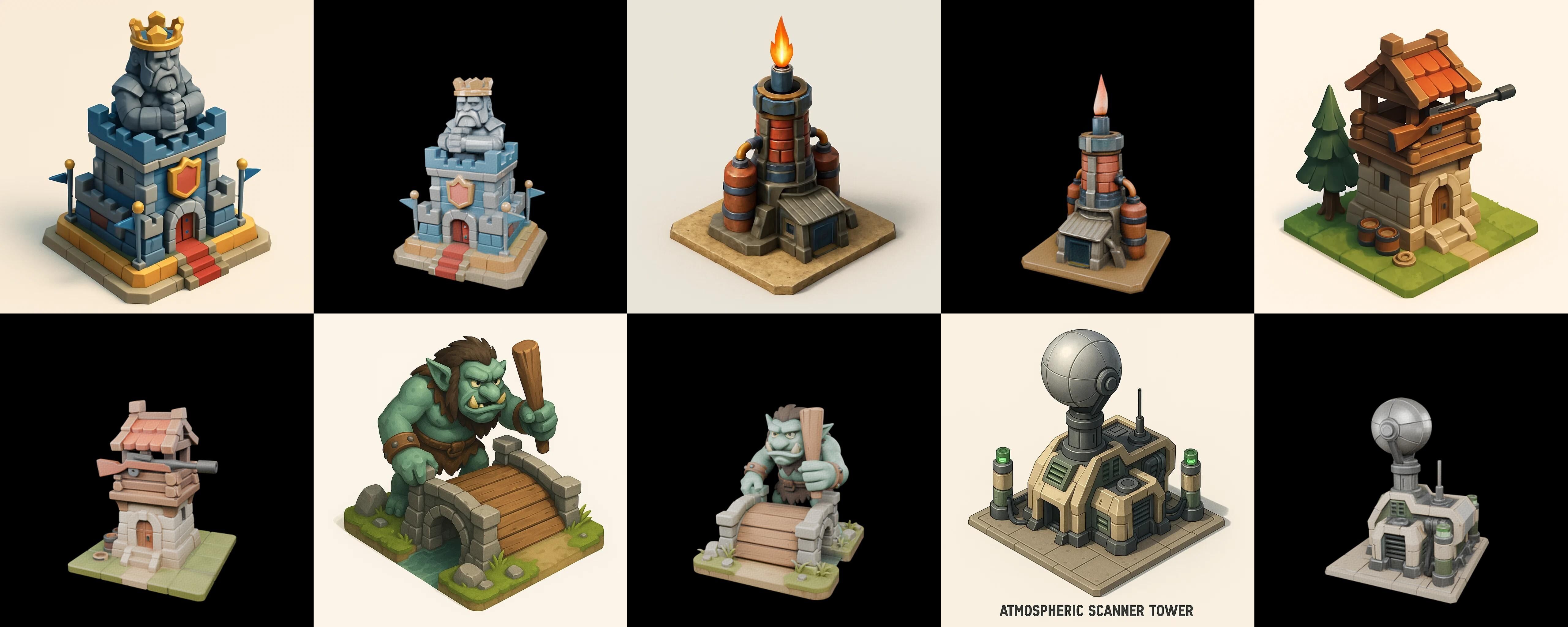 Building Of Empire bundle 12 pack 100 glb Low-poly 3D model_6