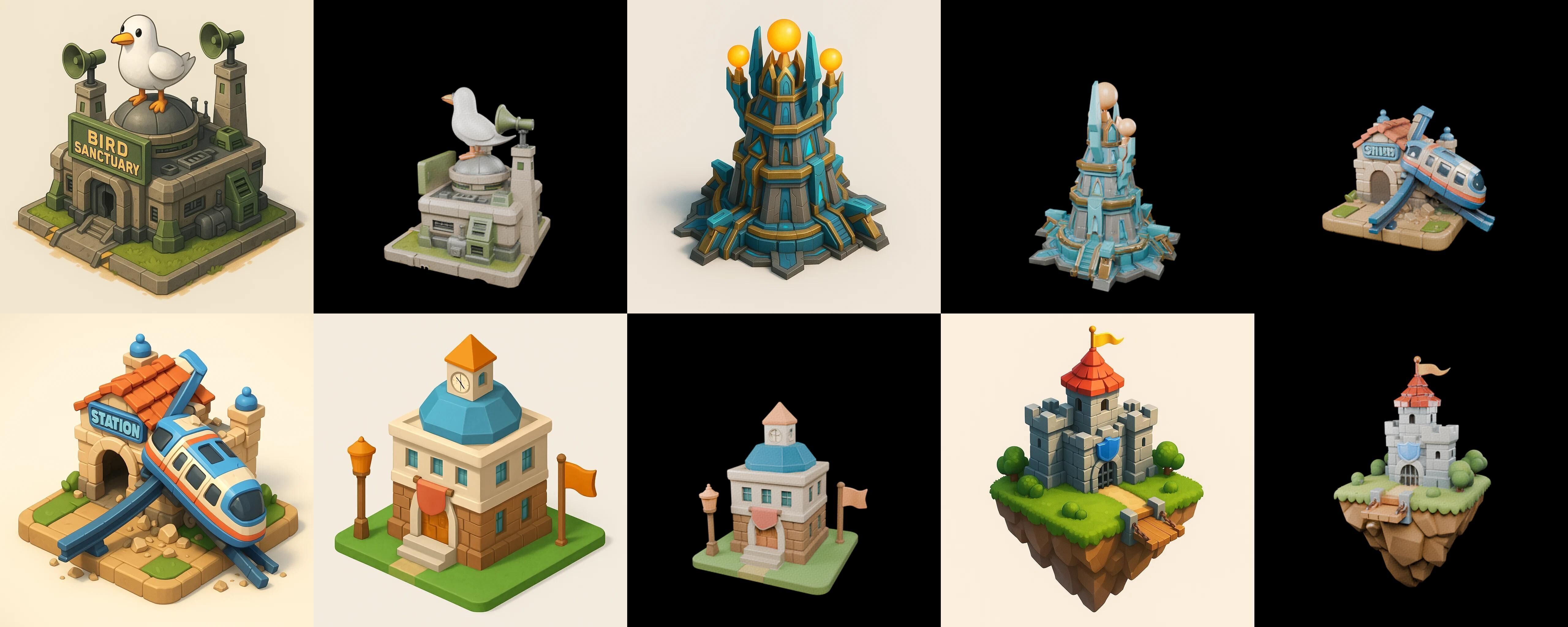 Building Of Empire bundle 12 pack 100 glb Low-poly 3D model_16