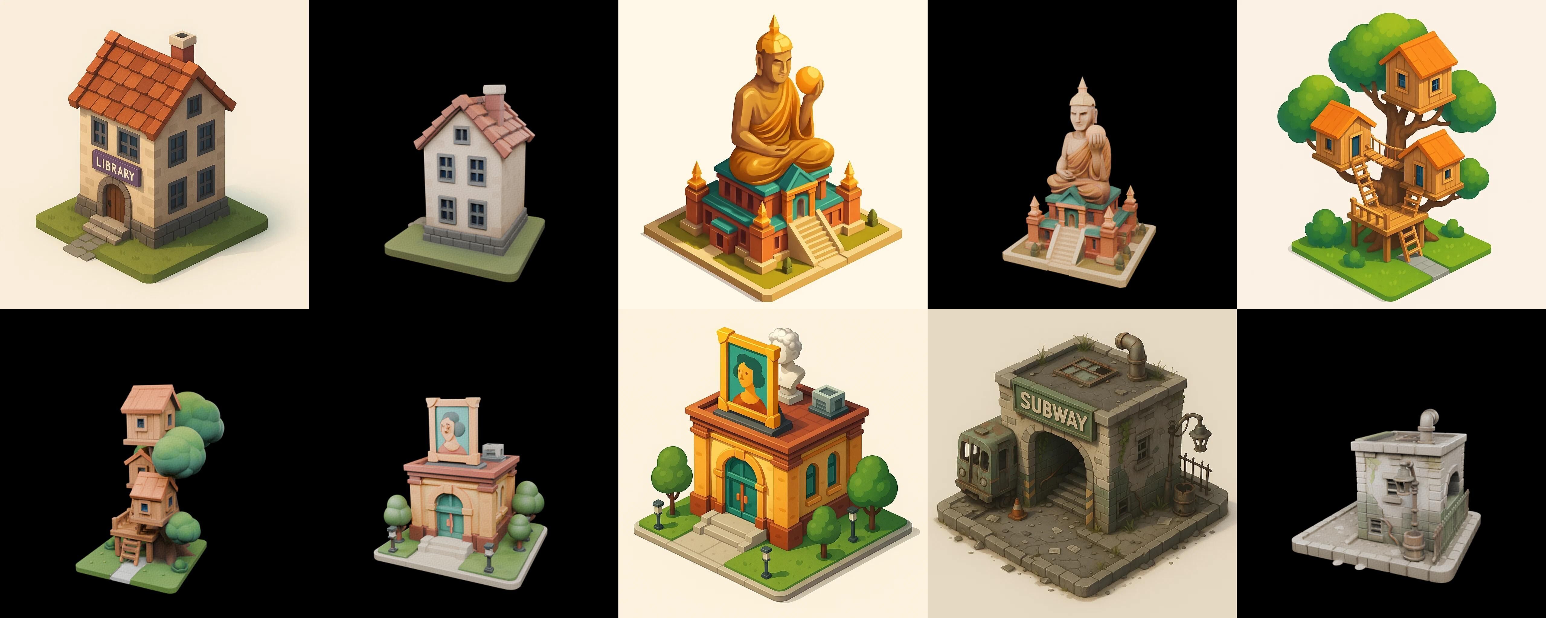 Building Of Empire bundle 12 pack 100 glb Low-poly 3D model_17