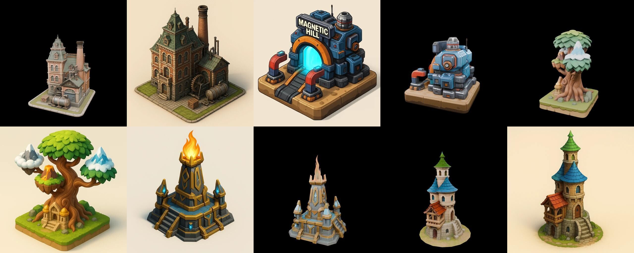 Building Of Empire bundle 12 pack 100 glb Low-poly 3D model_9