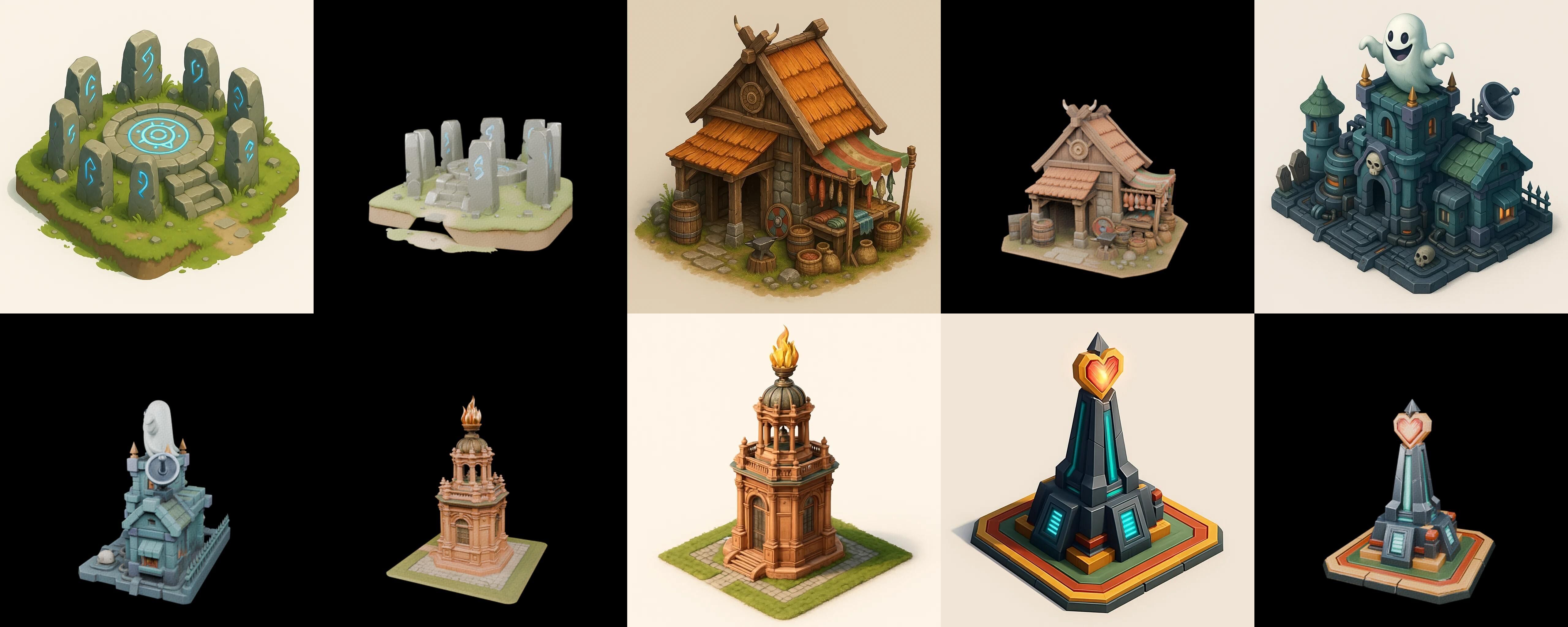 Building Of Empire bundle 12 pack 100 glb Low-poly 3D model_2