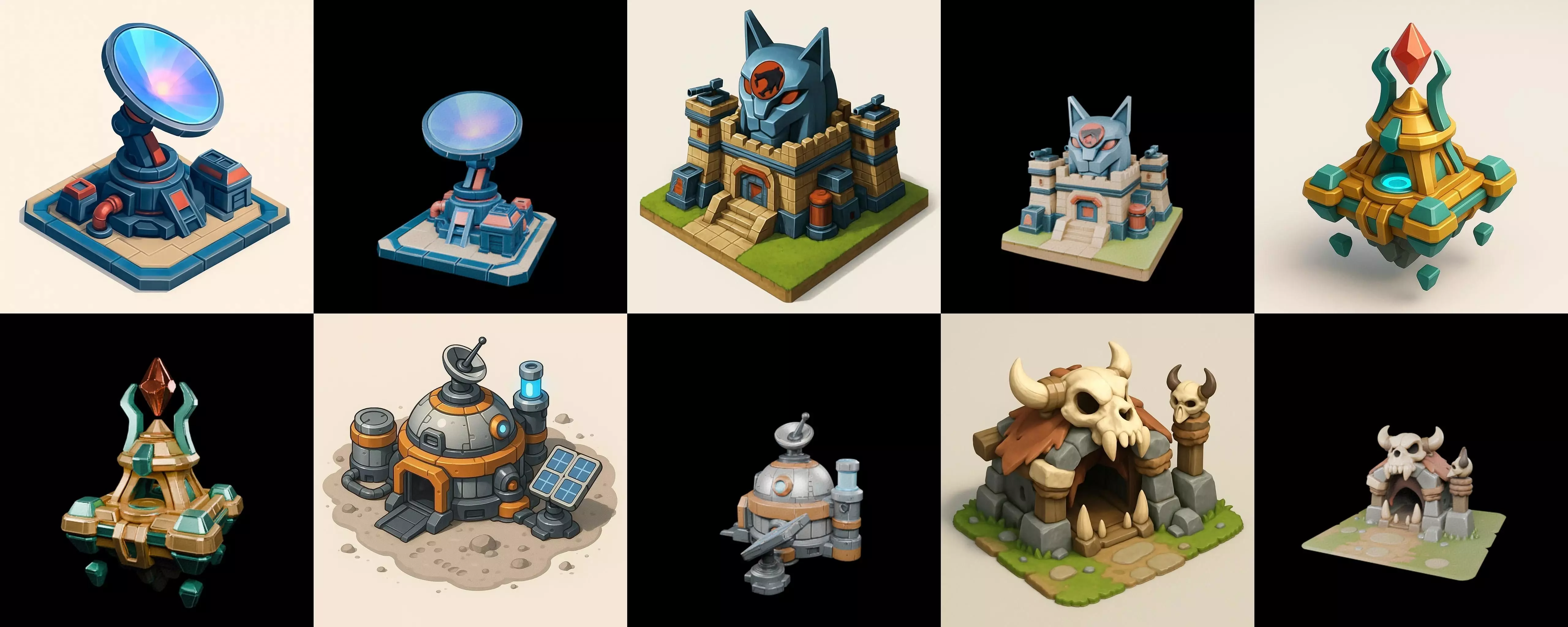 Building Of Empire bundle 12 pack 100 glb Low-poly 3D model_0
