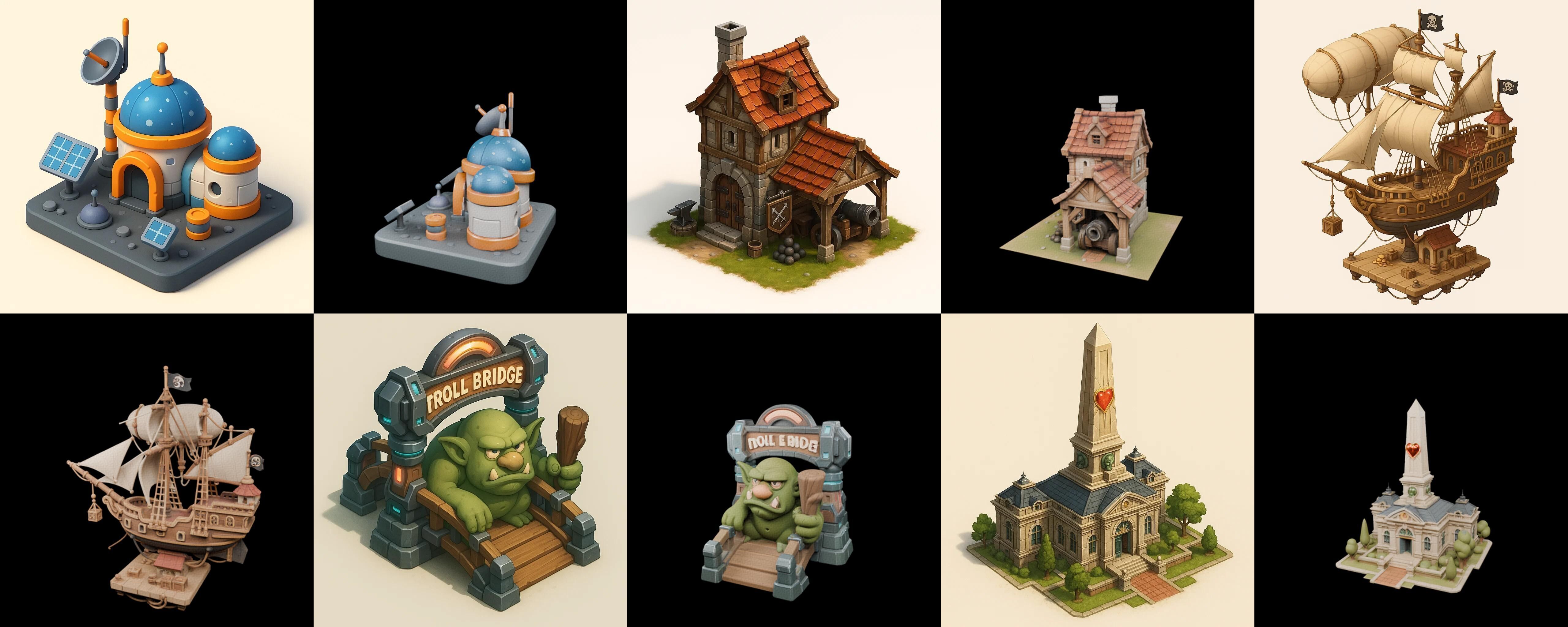 Building Of Empire bundle 11 pack 100 glb Low-poly 3D model_15