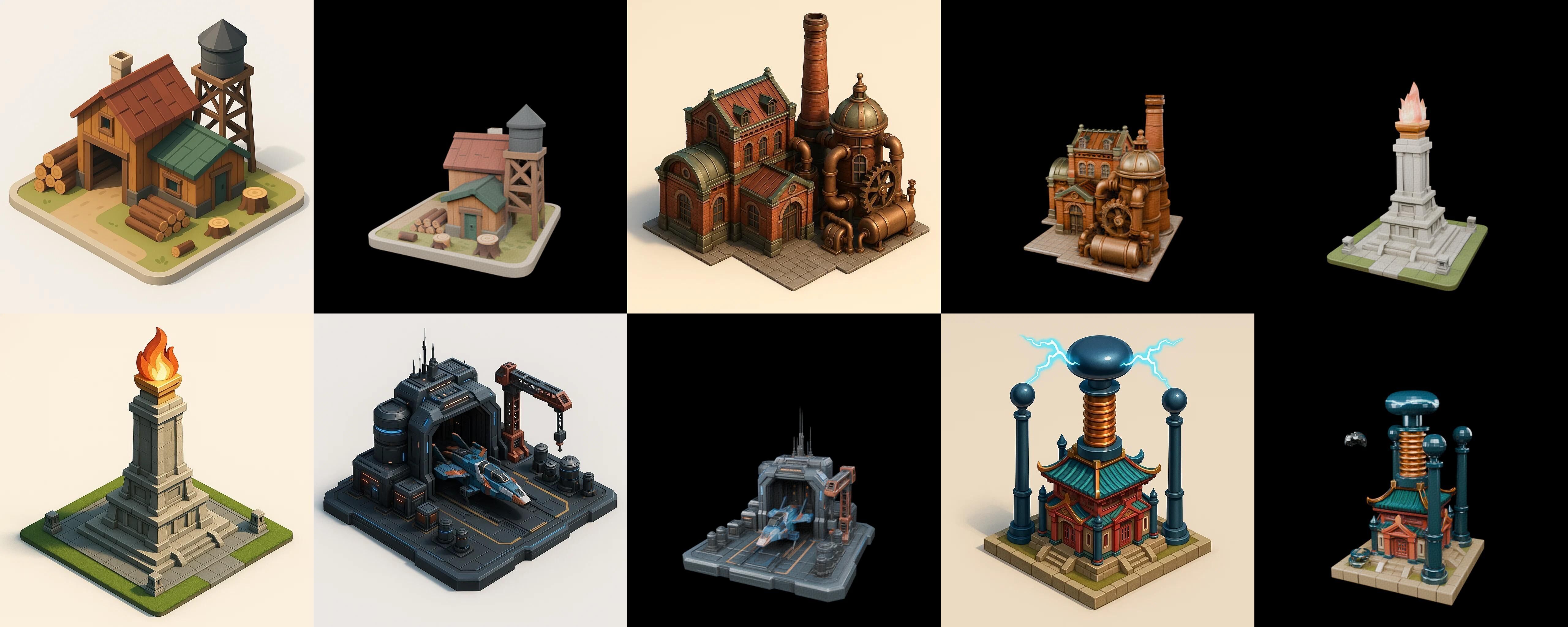 Building Of Empire bundle 11 pack 100 glb Low-poly 3D model_17
