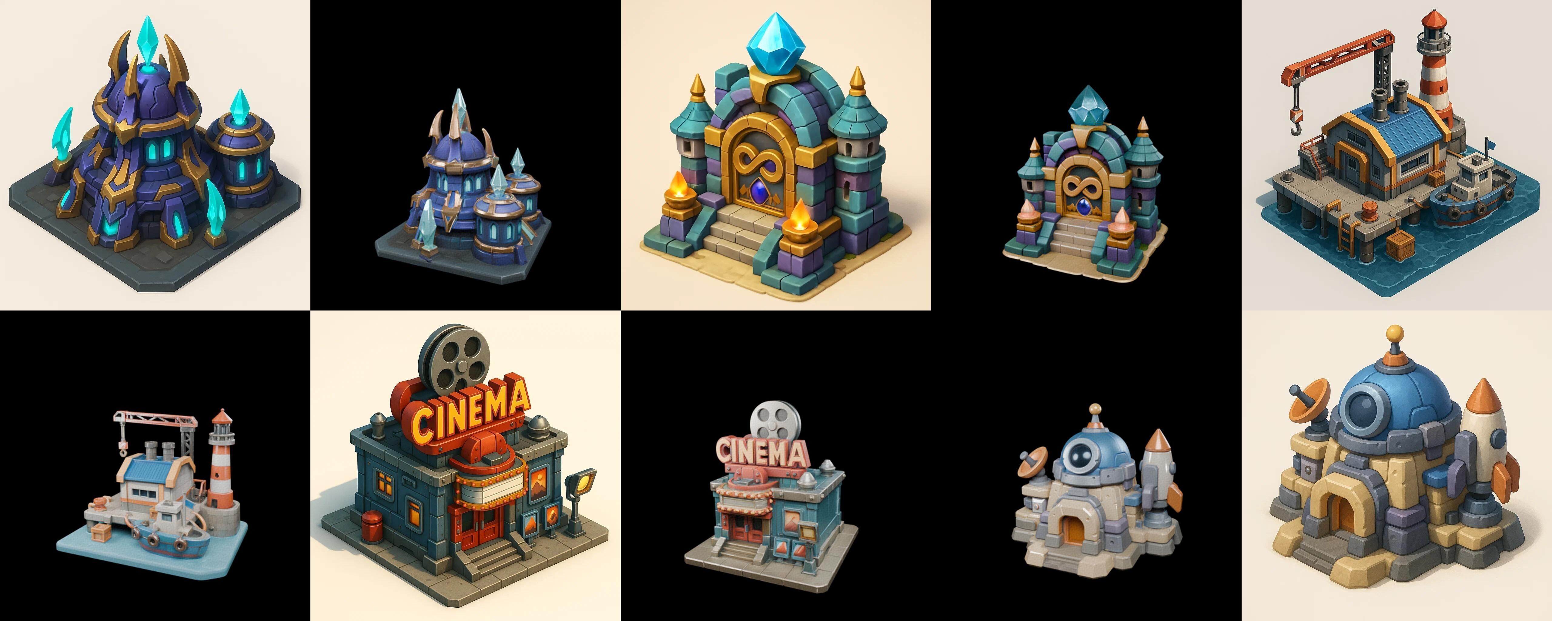 Building Of Empire bundle 11 pack 100 glb Low-poly 3D model_3